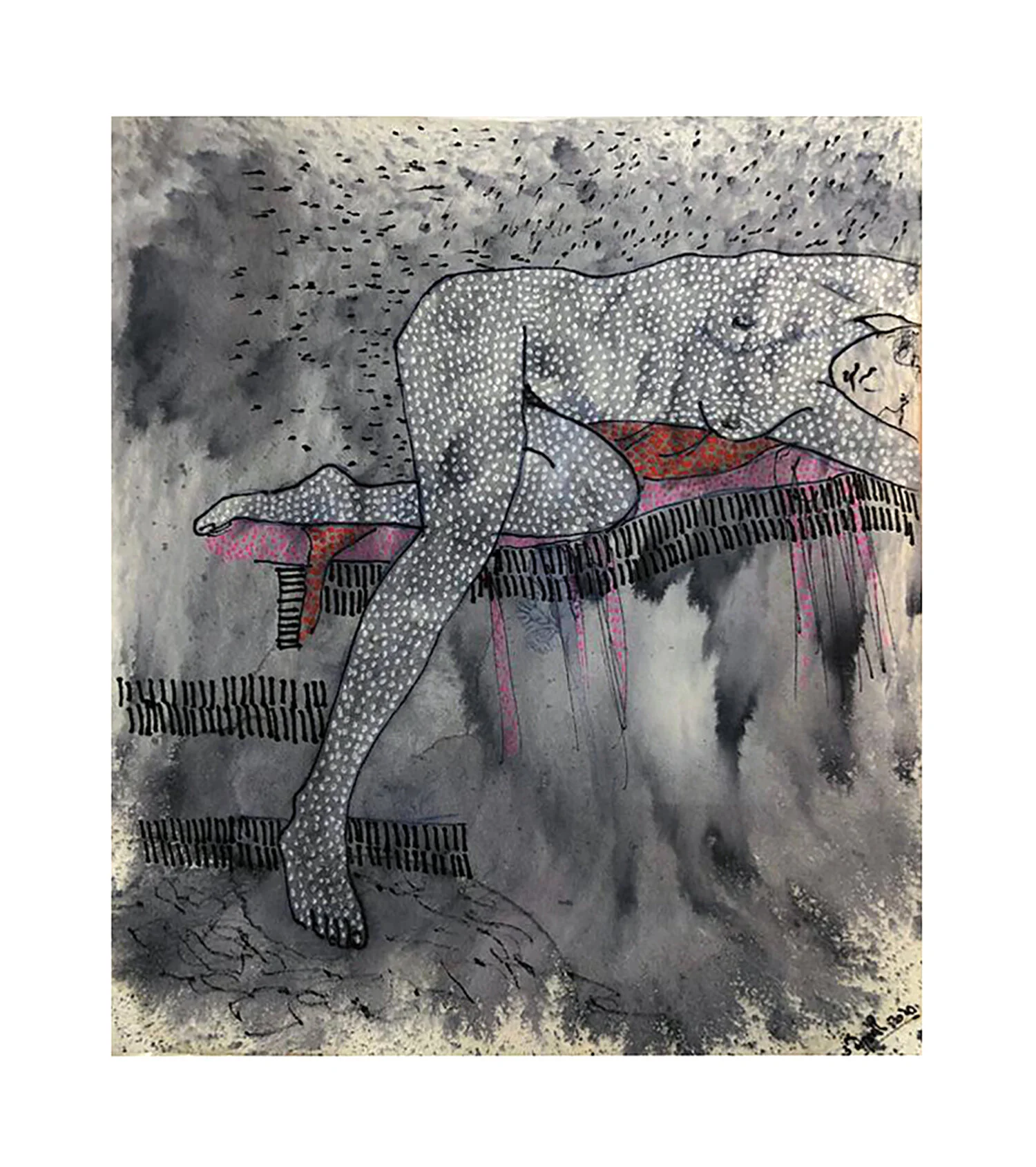 Untitled, Mixed media on photography paper, 15.5 cm x 18.5 cm