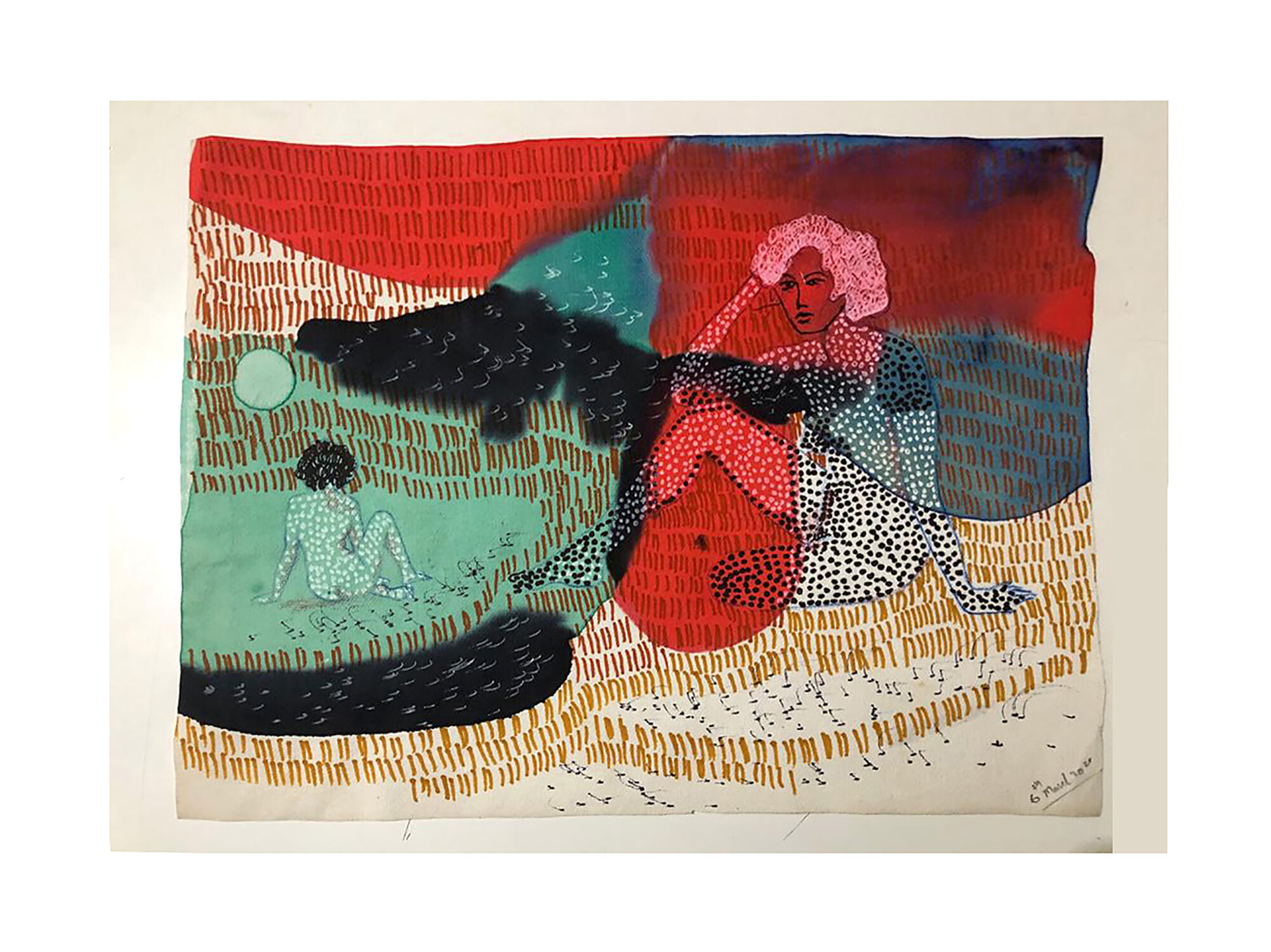 Untitled, Mixed media on blotting paper, 26 cm x 22 cm