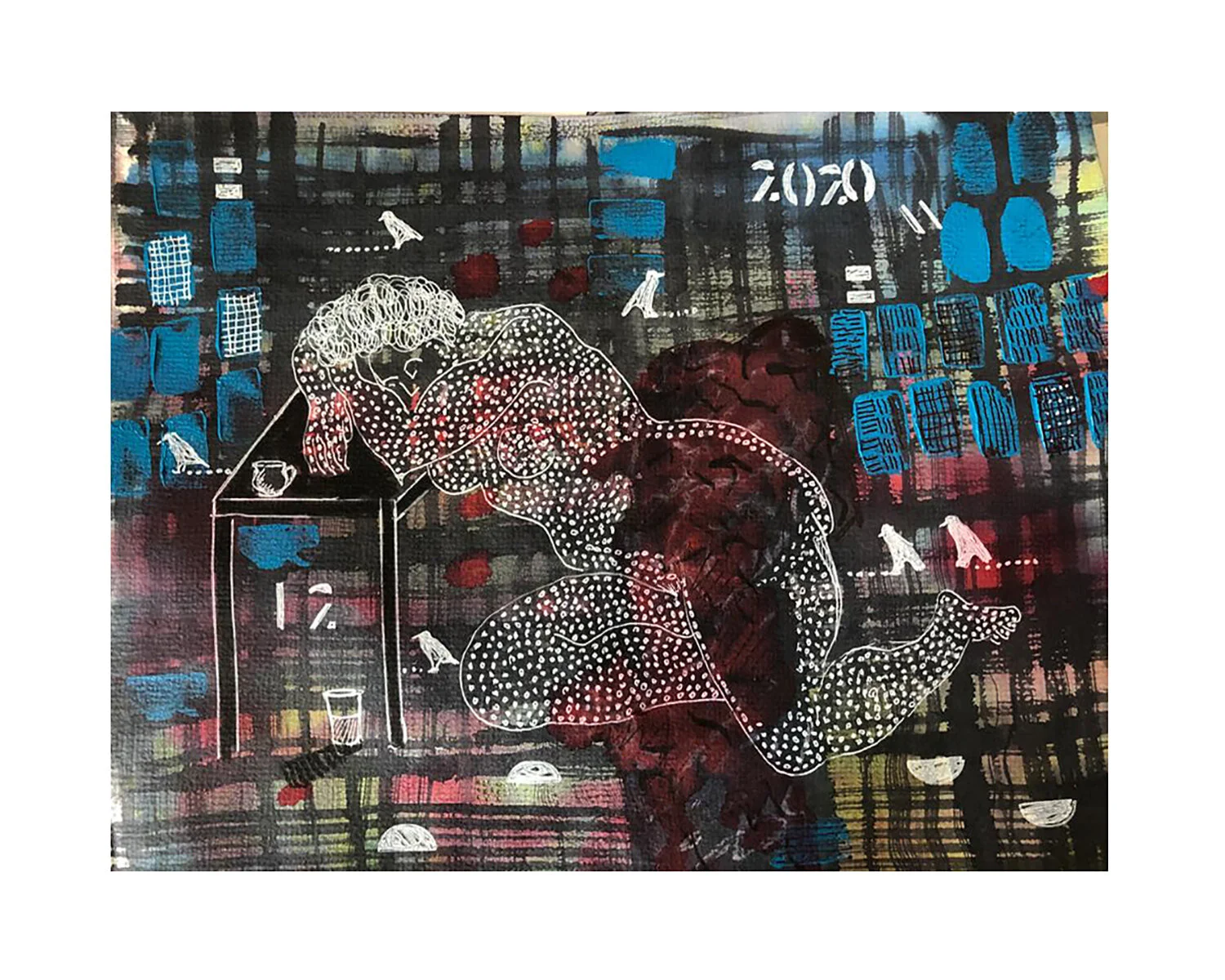 Untitled, Mixed media on handmade paper, 27 cm x 23 cm