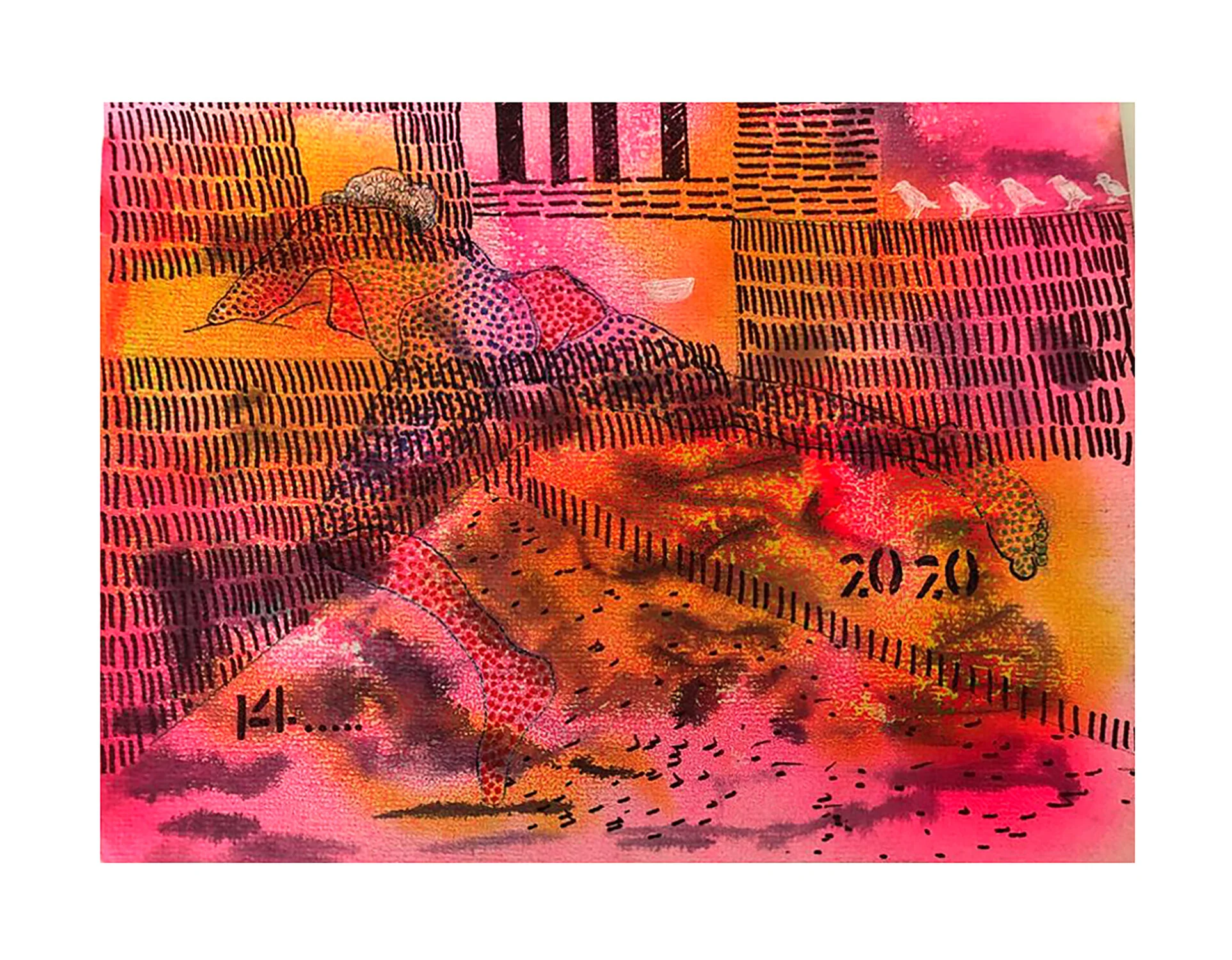 Untitled, Mixed media on handmade paper, 27 cm x 23 cm