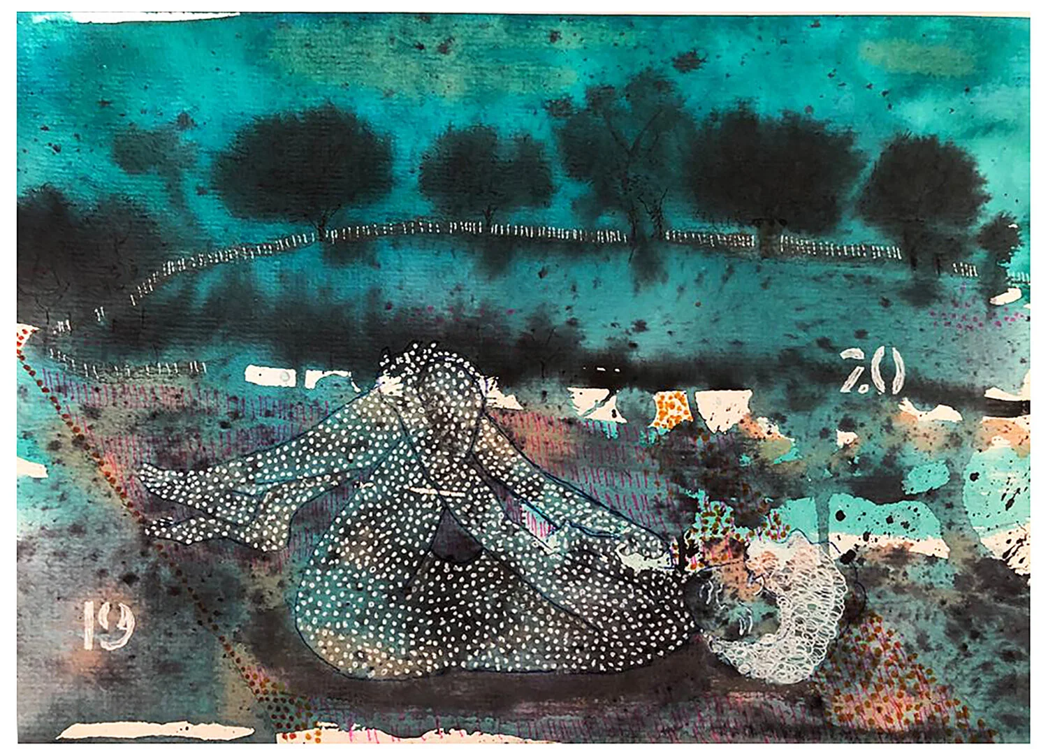 Mixed media on handmade paper, 28 cm x 19 cm