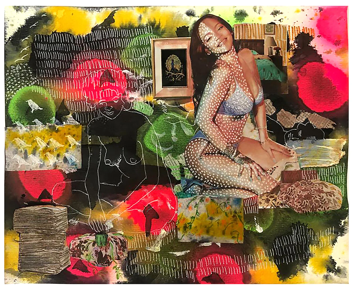 Mixed media and collage on handmade paper, 27 cm x 23 cm