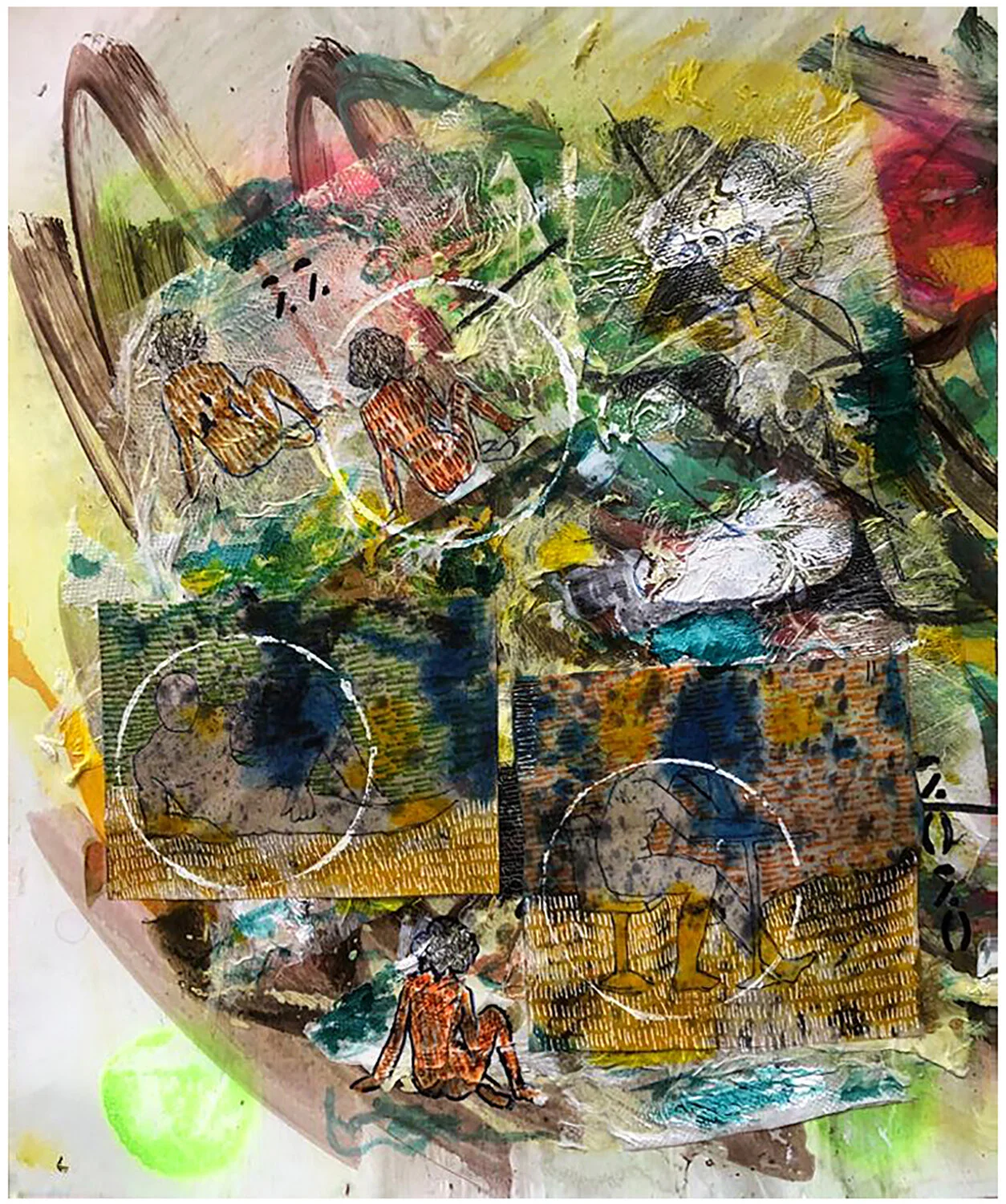 Mixed media with tissue roll on photography paper, 33 cm x 28 cm