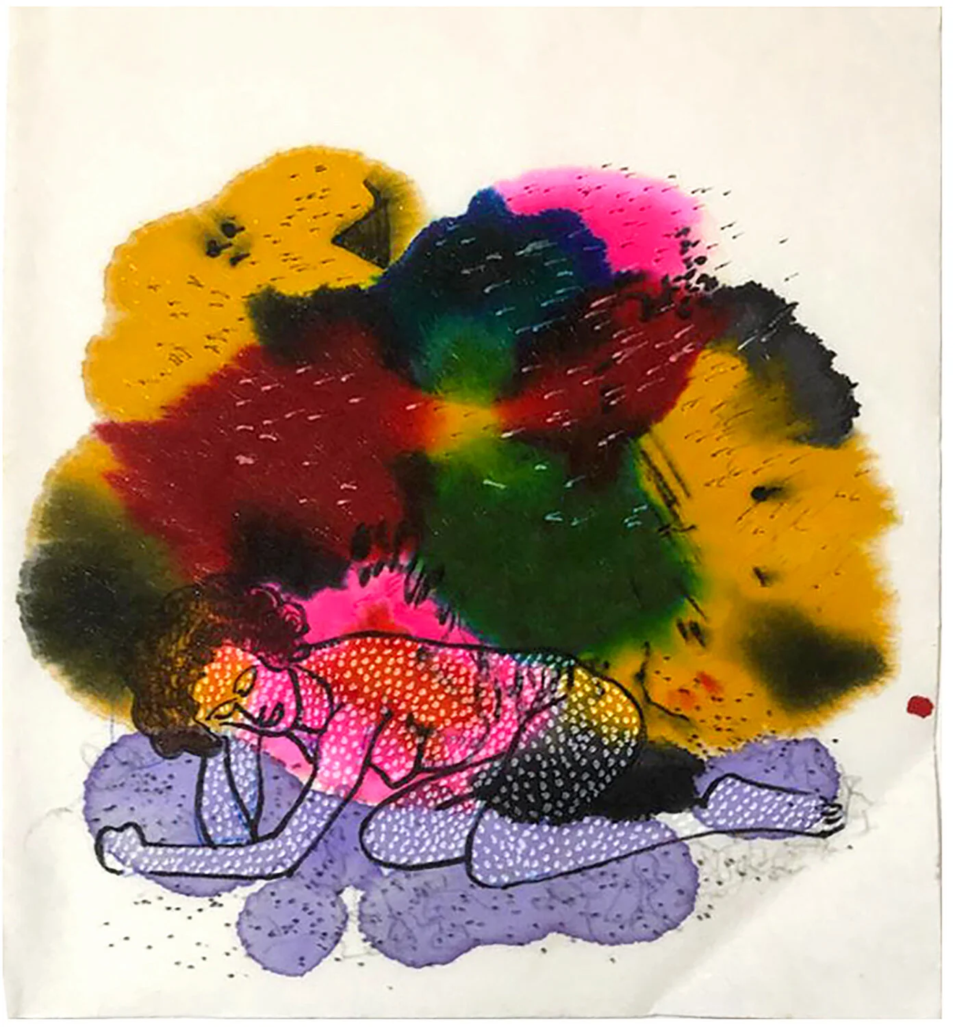 Mixed media on blotting paper, 26 cm x 22 cm