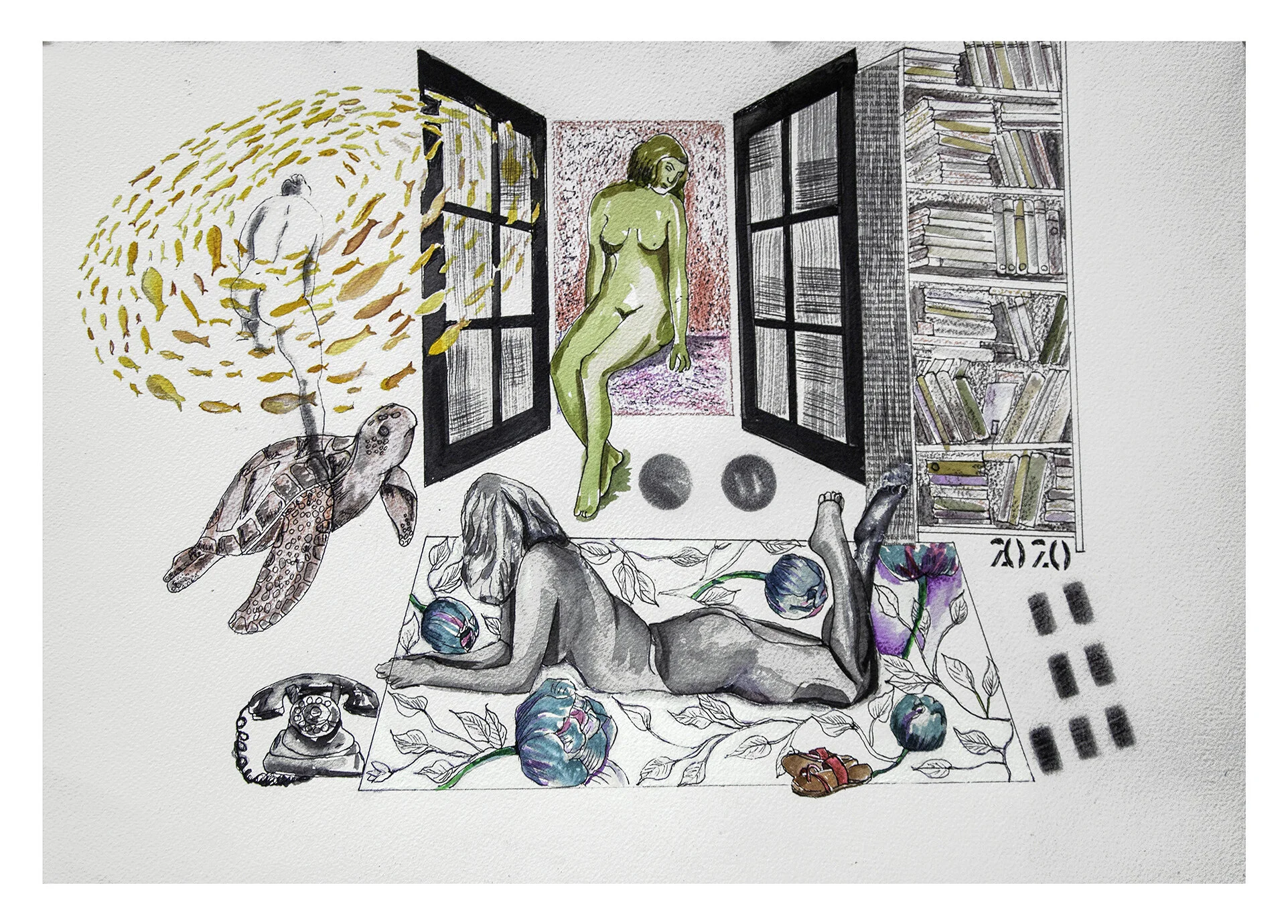 Unlock I, 51 cm x 33 cm, Mixed media on archival art paper