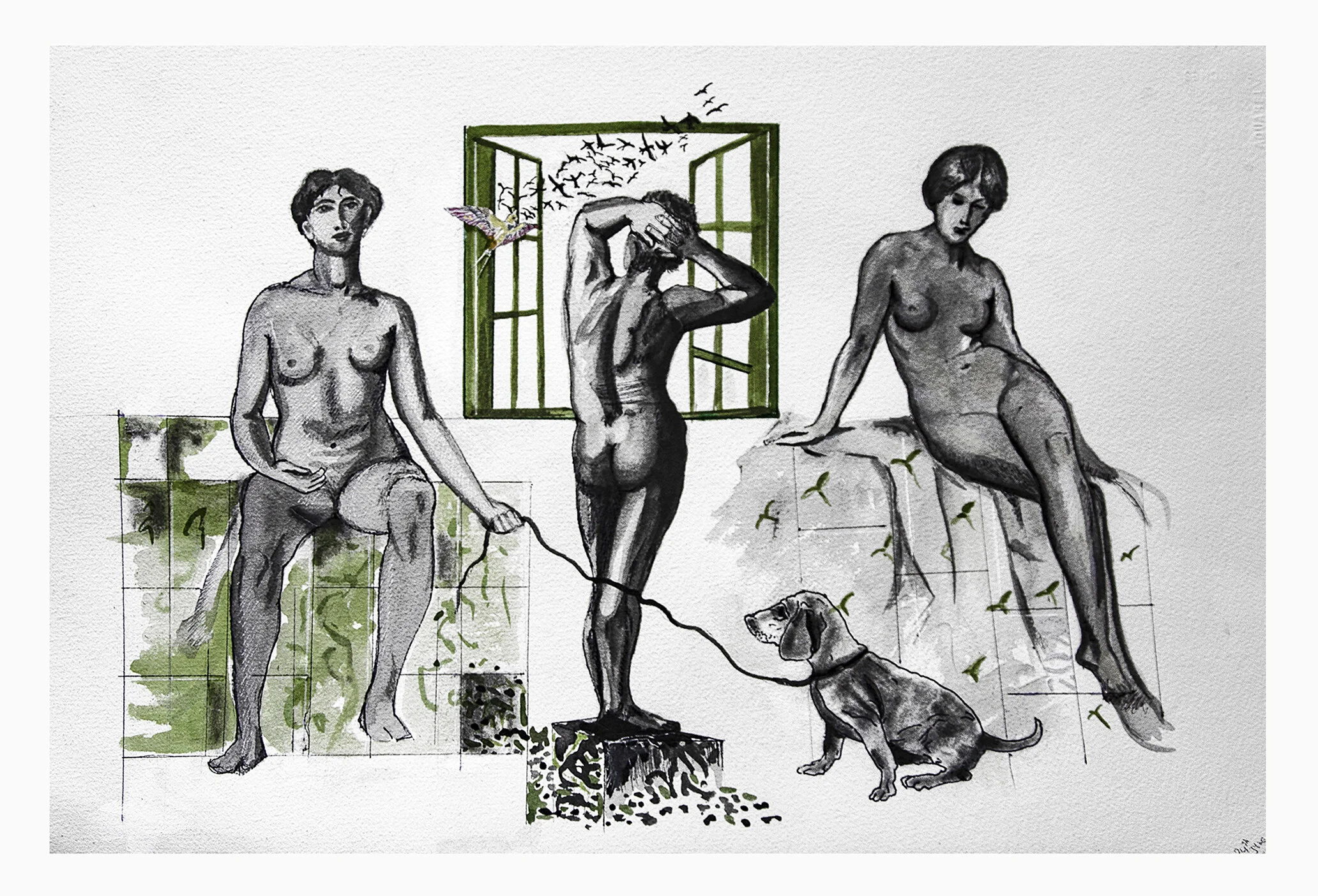 Unlock IV, 56 cm x 37 cm, Mixed media on archival art paper