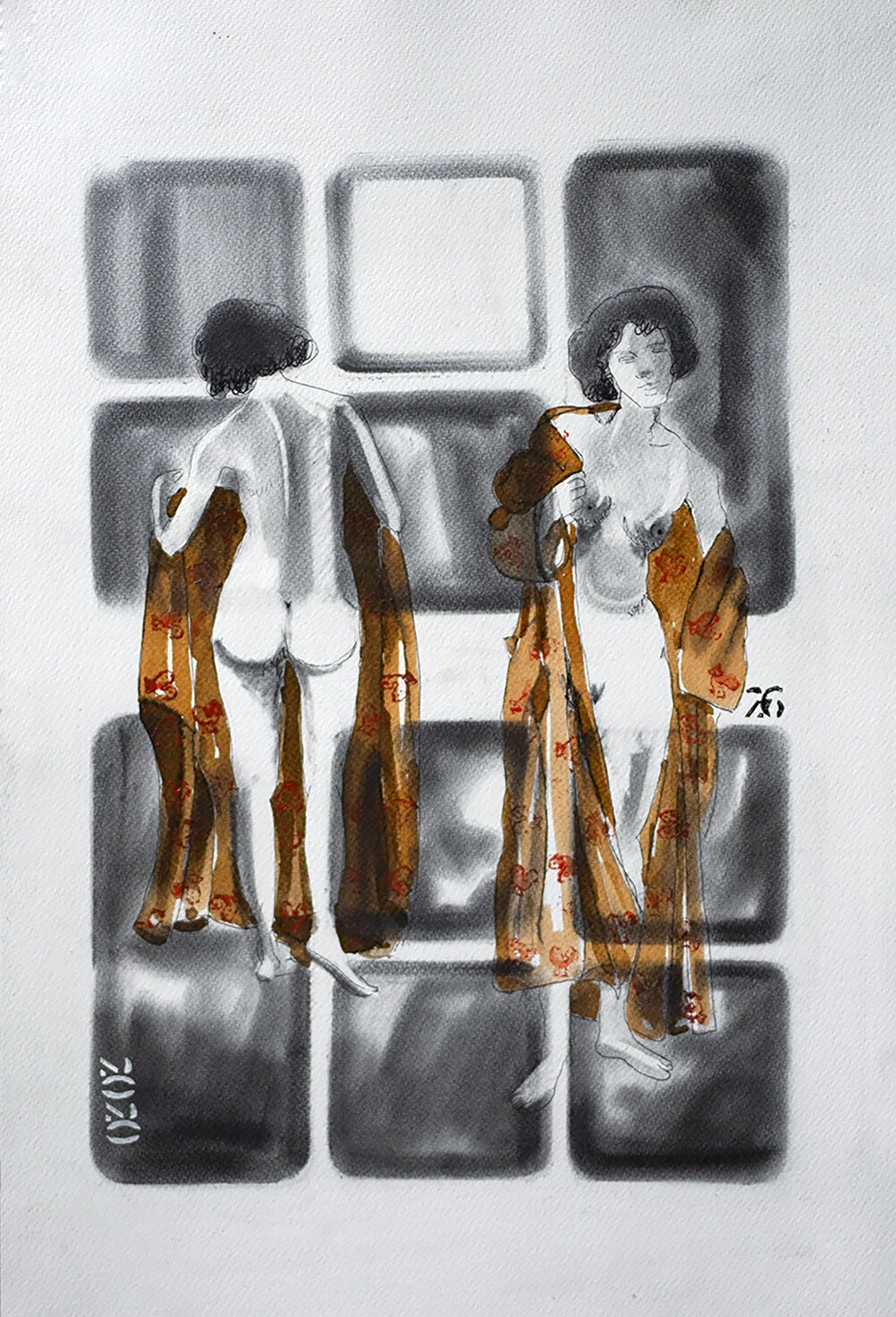 Charcoal with coffee powder on archival art paper, 28 cm x 41 cm