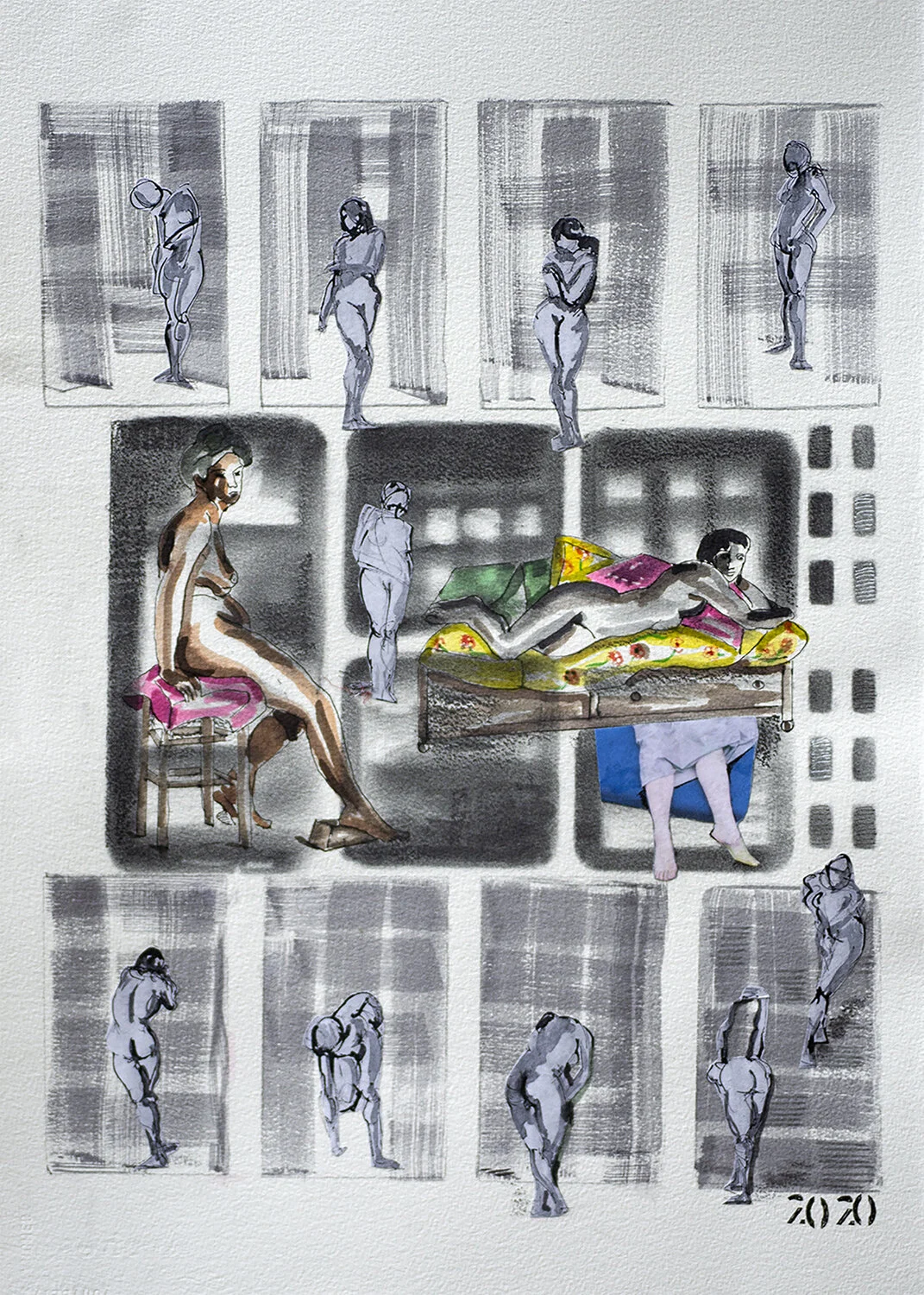 Charcoal and collage on archival art paper, 34 cm x 44.5 cm