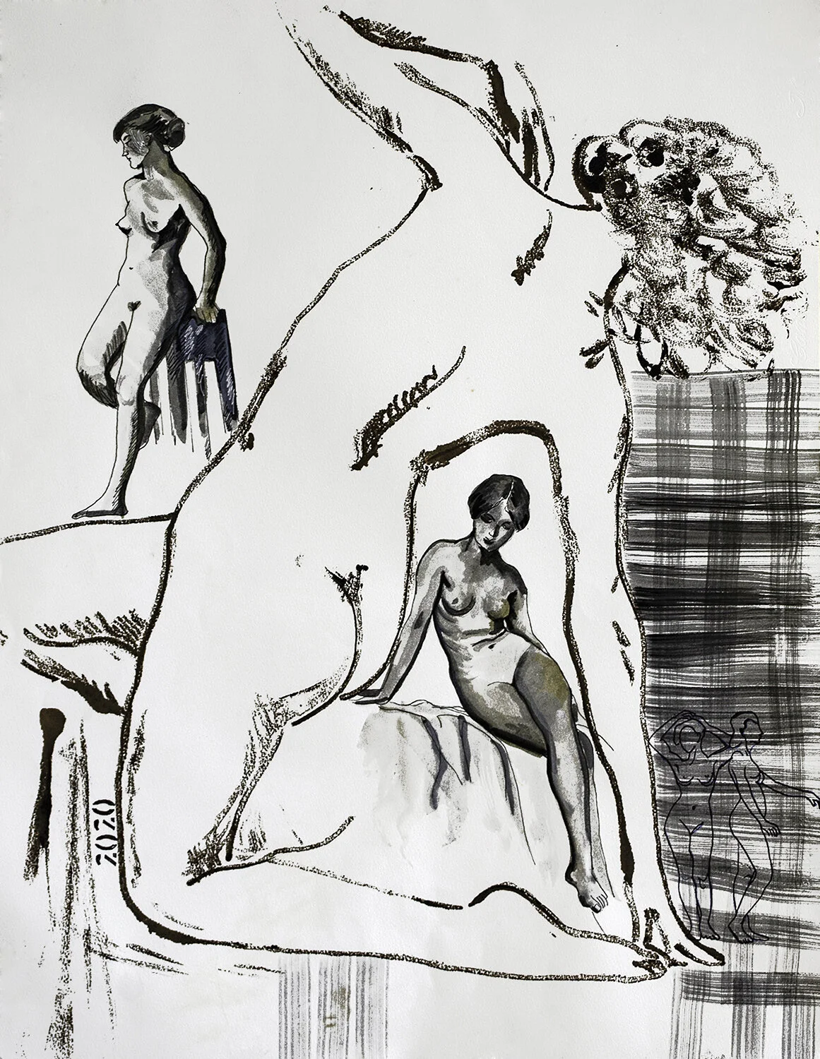 Unlock XIV, Mixed media on archival art paper