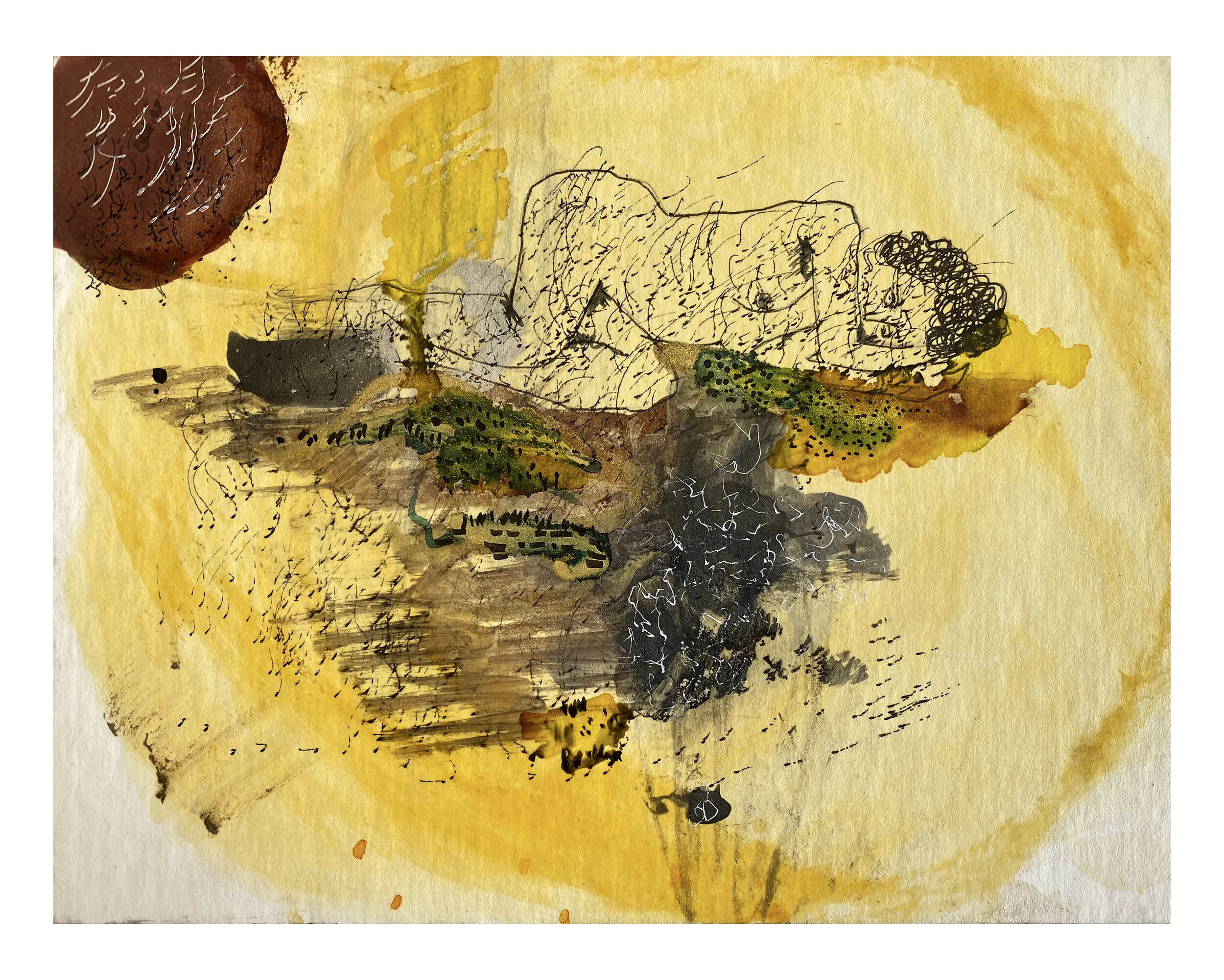 Mixed media on boxboard, 22 cm x 18 cm