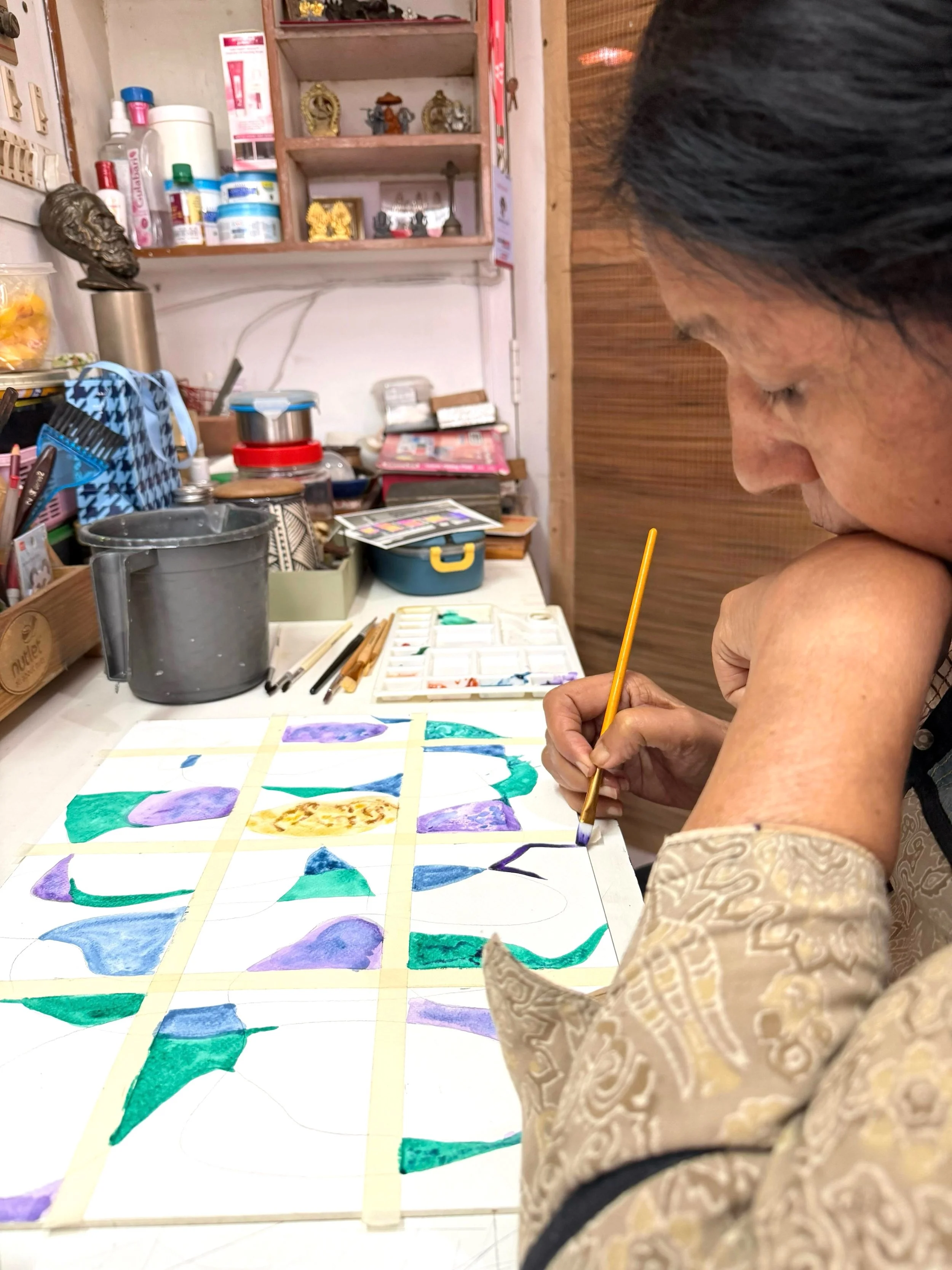 A Quiet Response

No sketches. No plan. Just paper, paint, and the constant stream of news from the Iran&ndash;Israel US conflict playing quietly in my studio. These works became a quiet record of what I was feeling as events unfolded.

Swipe to see 