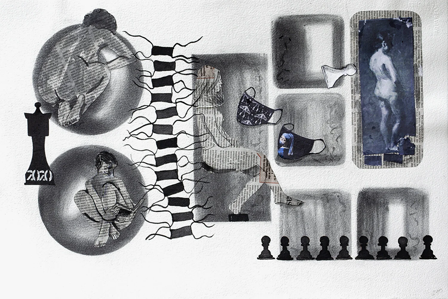 Unlock XII, Mixed media on archival art paper