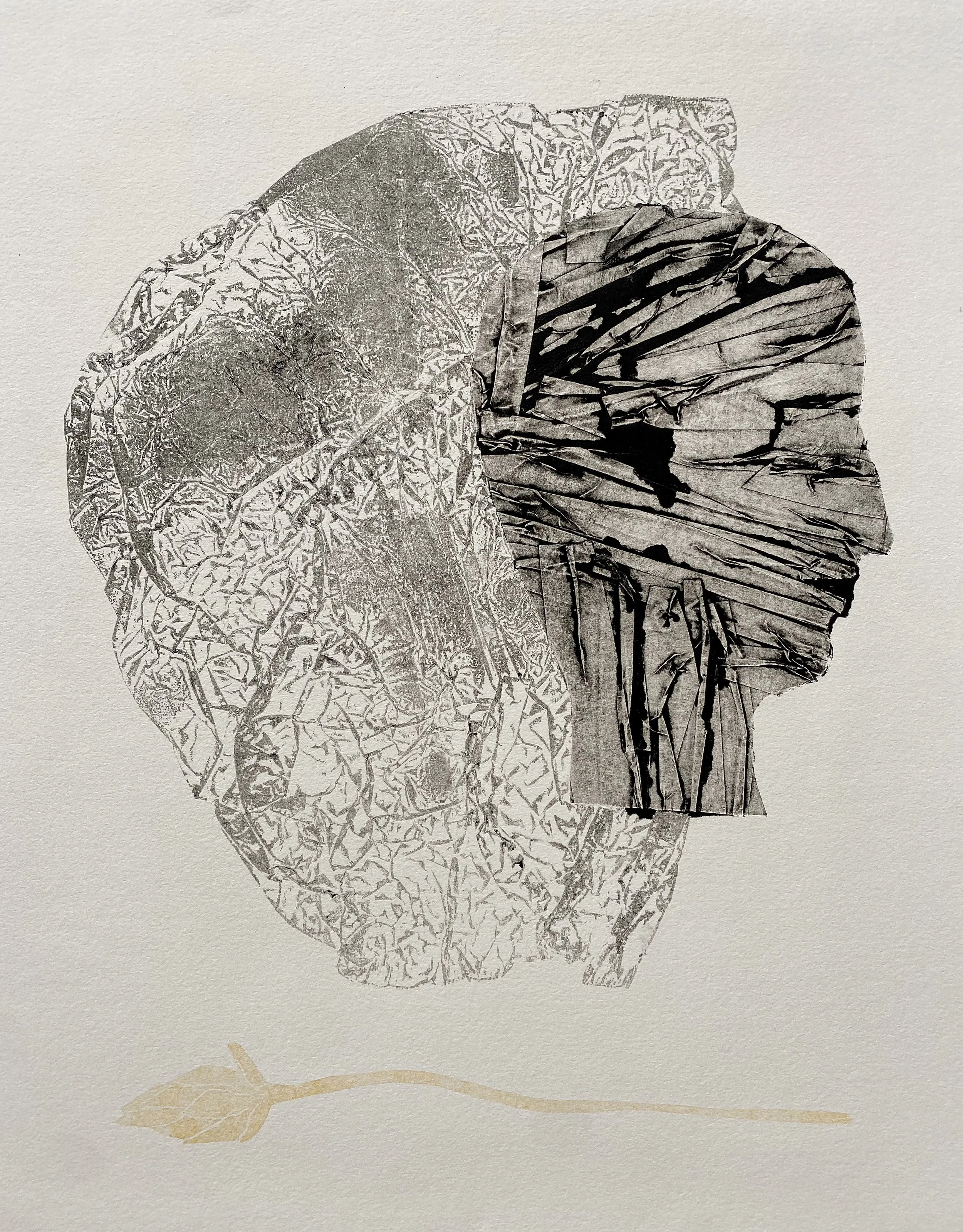 Self Portrait I, 13.5" x 16", Collagraph on Archival Paper
