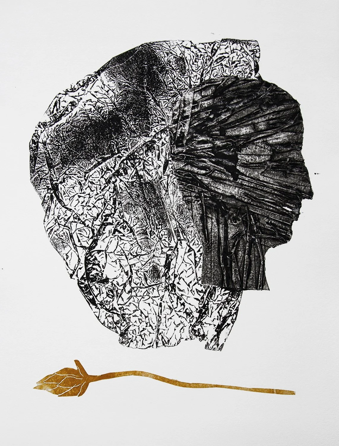 Self Portrait II, 13.5" x 16", Collagraph on Archival Paper