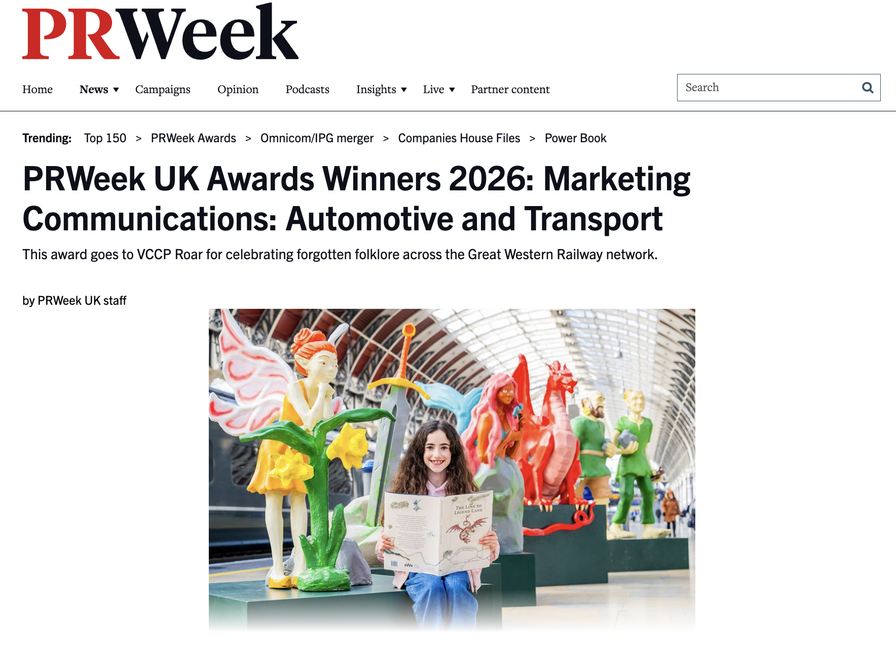 Line to Legend Land wins at PRWeek