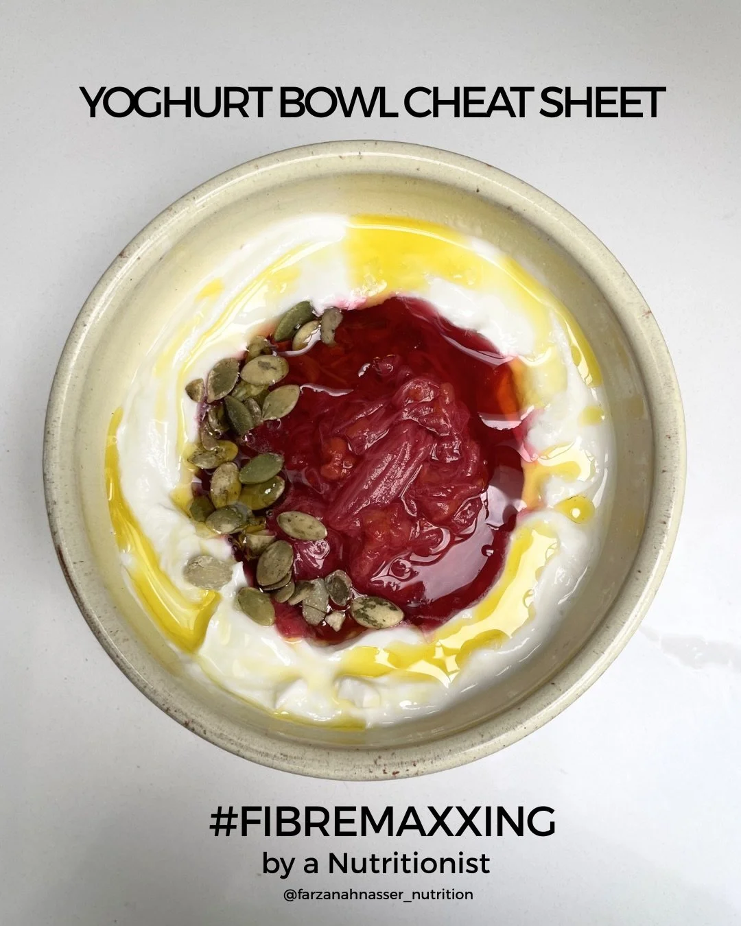 YOGHURT BOWL CHEAT SHEET 

Now that Spring is here it&rsquo;s back to my yoghurt bowl and this is the only resource  you need.  simple ways on how to layer it so it tastes even more delicious and you get in more fibre and added goodness: plant points