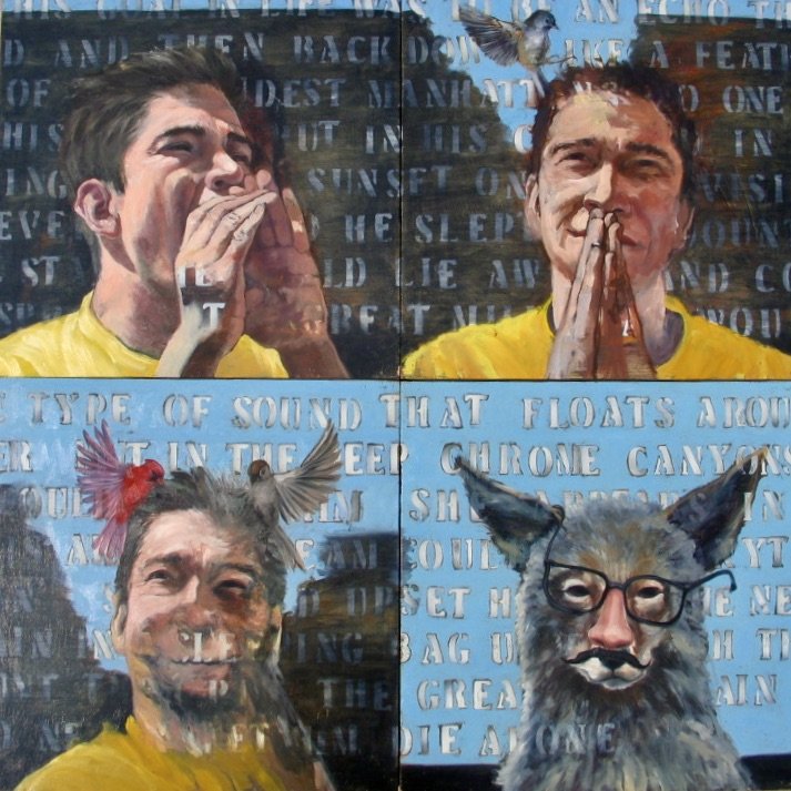 "Untitled Self Portrait", oil on wood, "48"x12", 2005