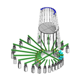 Attach all vertical members to the brackets and pin all scissor frames onto the piers