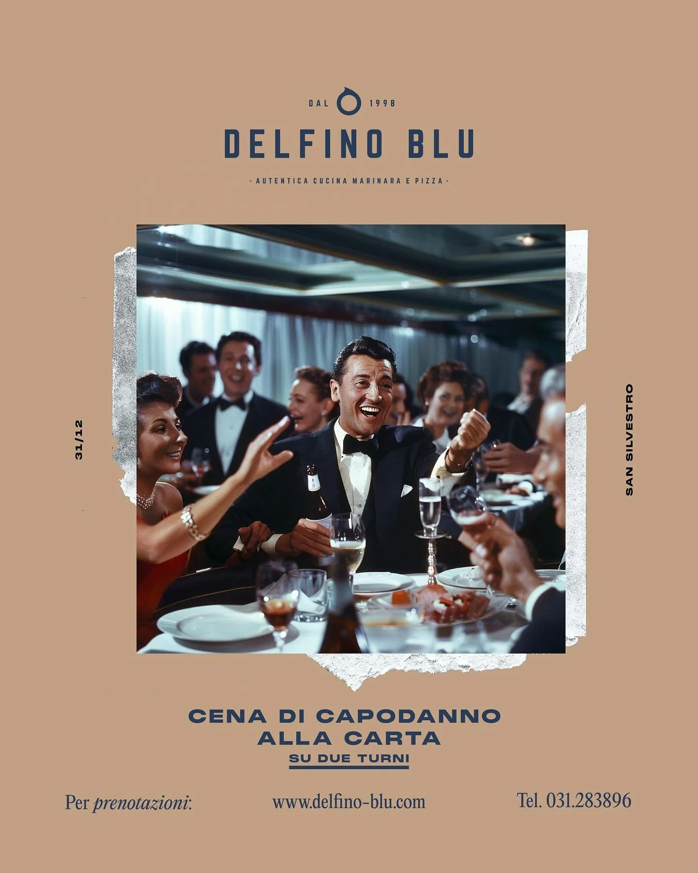 ✨ CENA DI CAPODANNO AL DELFINO BLU ✨
Salutiamo insieme il 2026 con il gusto autentico del mare 🐟🥂

📅 Mercoled&igrave; 31 Dicembre
🍽 Cena alla carta
⏰ Due turni disponibili:

🔹 1&deg; turno &ndash; dalle 19.00 / 19.30 alle 21.00
Perfetto per chi 