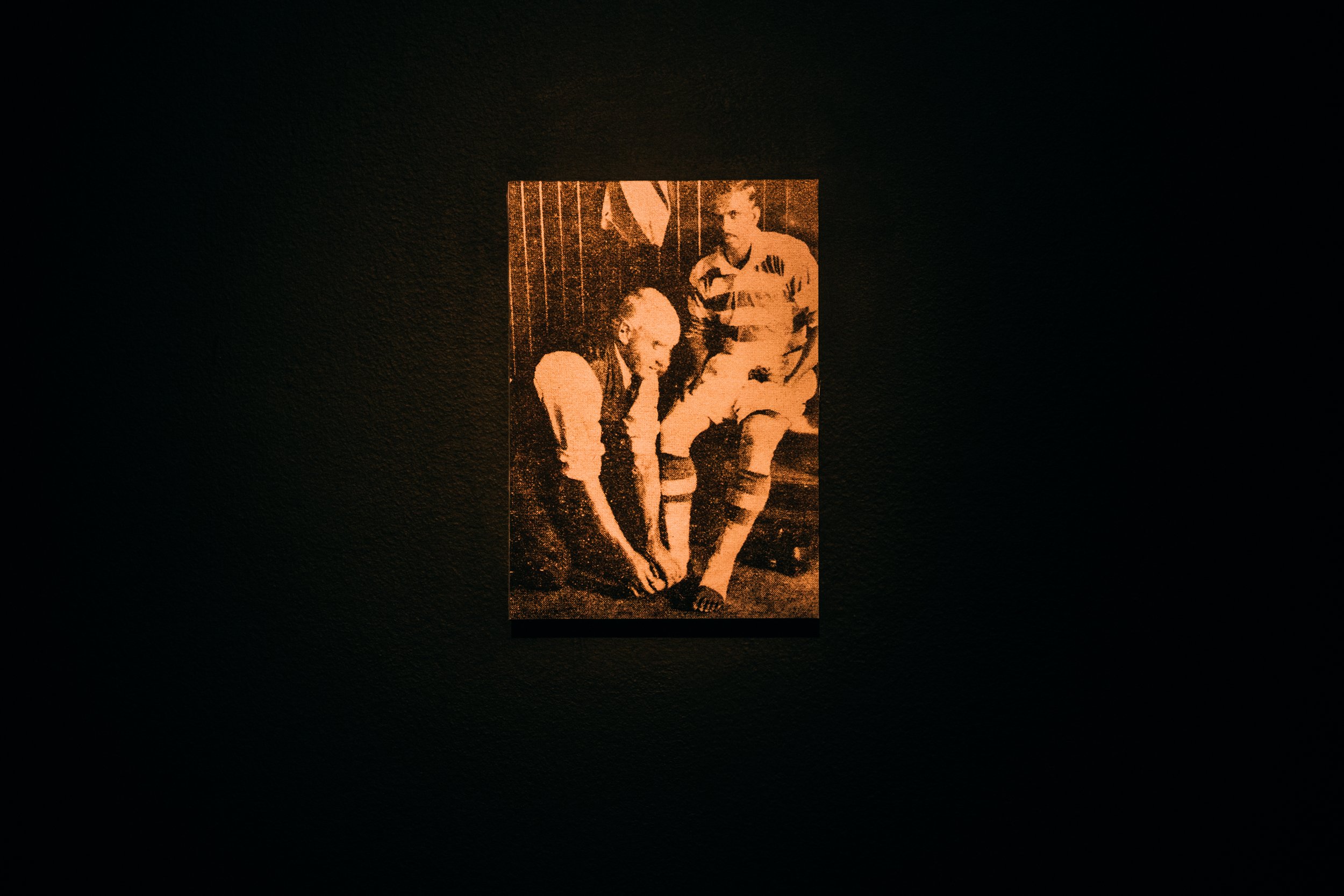 Photograph of Mohammed Salim playing for Celtic in 1936
Digital copy of original photographer unknown.
209 x 149mm matte print on 2mm board on 18mm wall mount
Photo: Diana Dumi