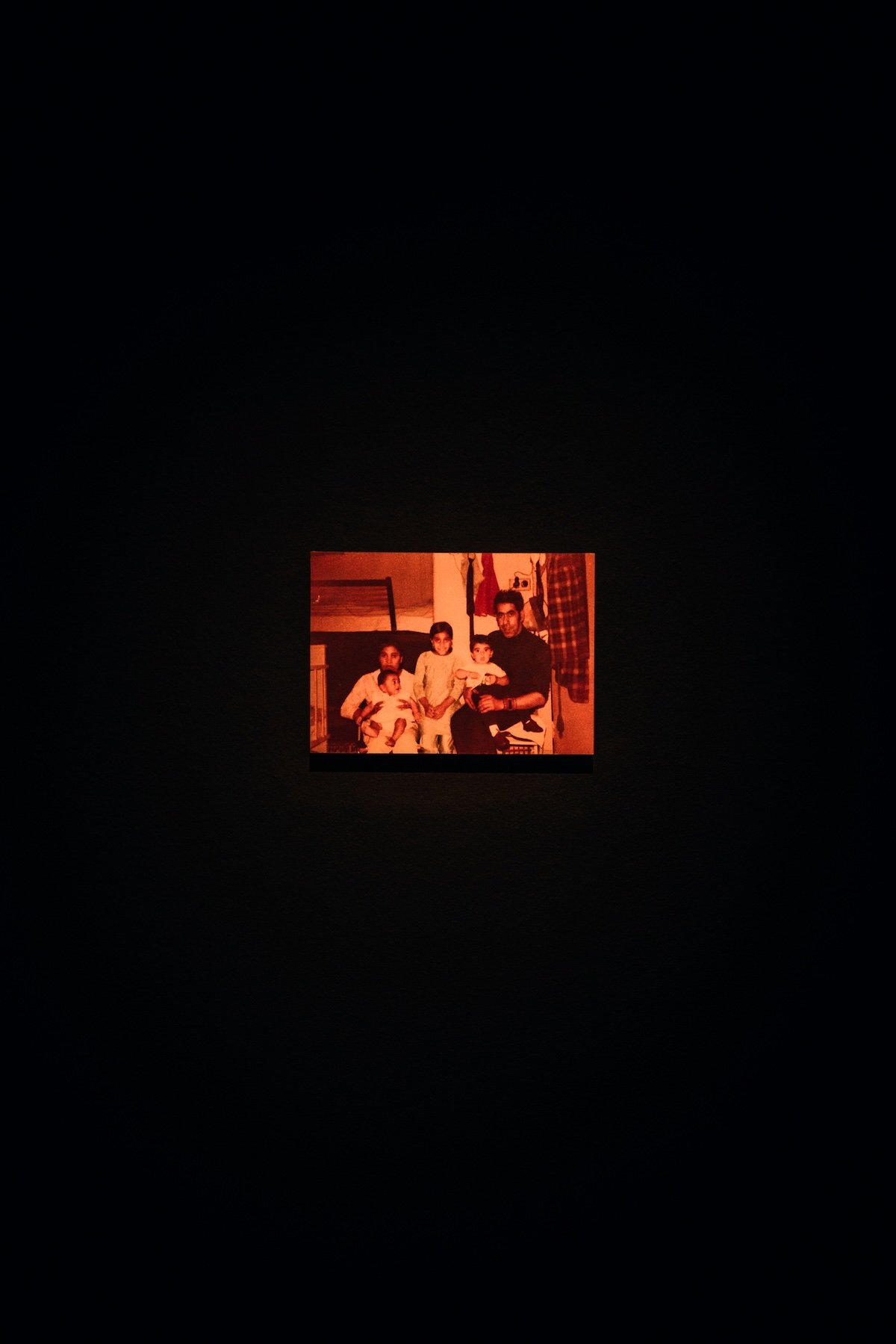 Alia Syed, 'The Story of the Leather Belts', 2025
Digital copy of original, photo of Rubina Khan's family, 1970, 183 x 298 mm matte print on 2mm board on 18mm wall mount
(installation view: CCA, Glasgow) Photo: Diana Dumi