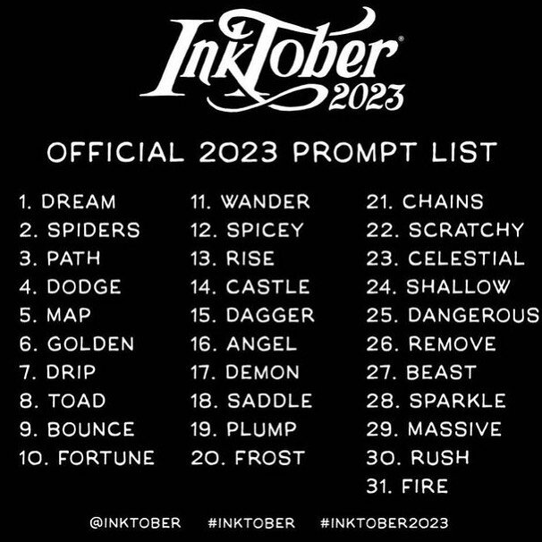 It&rsquo;s that time of year again! Tomorrow is the start of Inktober. Each day do a drawing inspired by the prompt in ink. Tag it with #inktober and #bellinghamart 
Do some days or challenge yourself to everyday! We will repost them to share