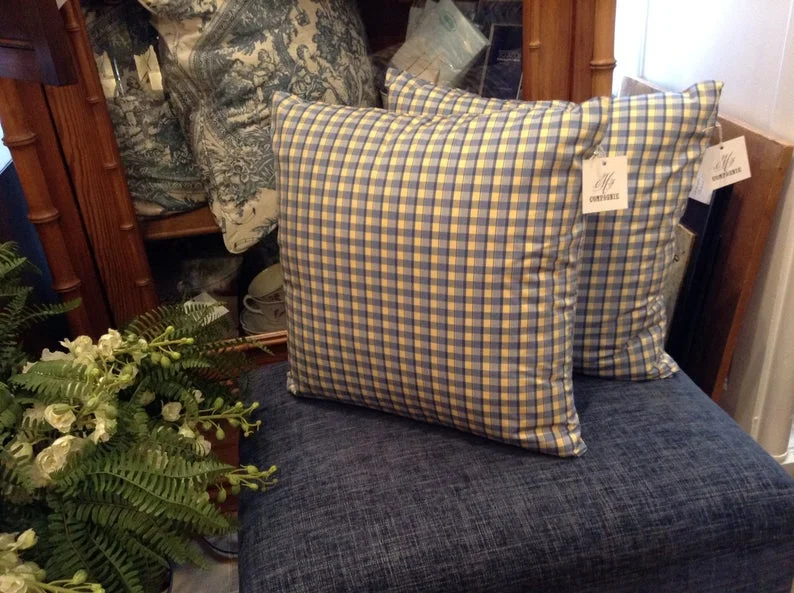 Custom Decorative Designer Pillows with French Country Plaid - $75