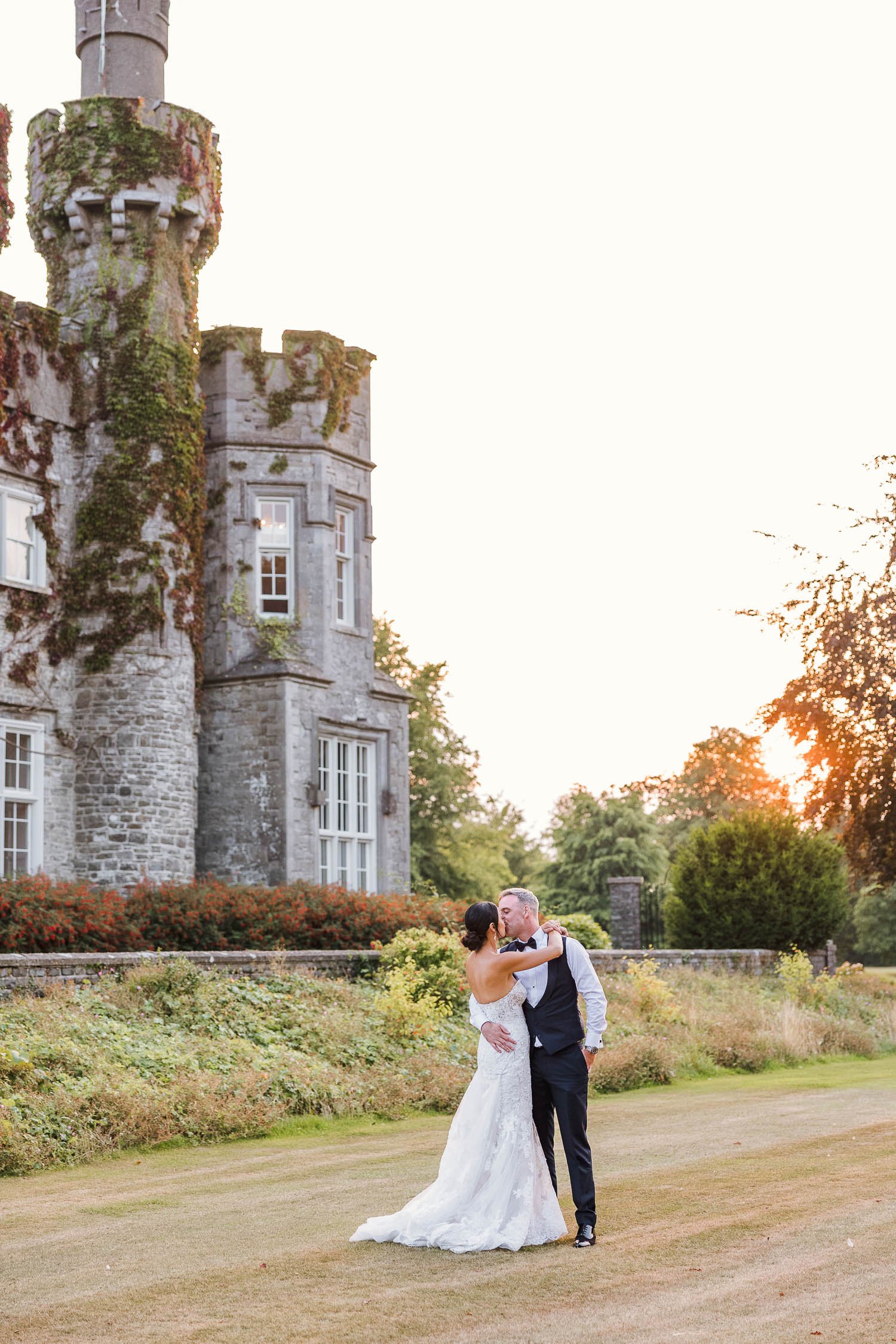 Sunset wedding photo at Luttrellstown Castle