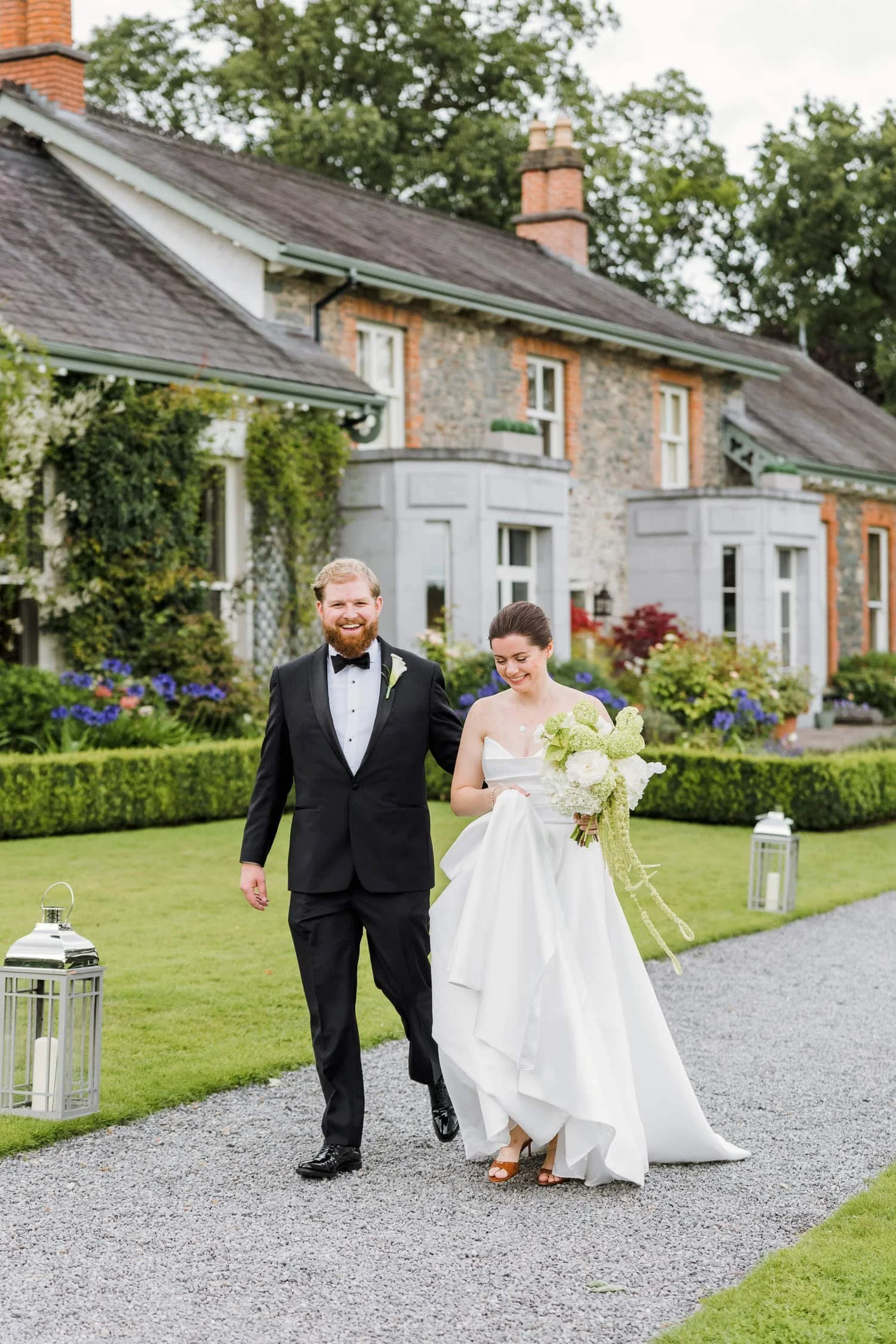 bride and groom walking to dinner in Virginia Park Lodge