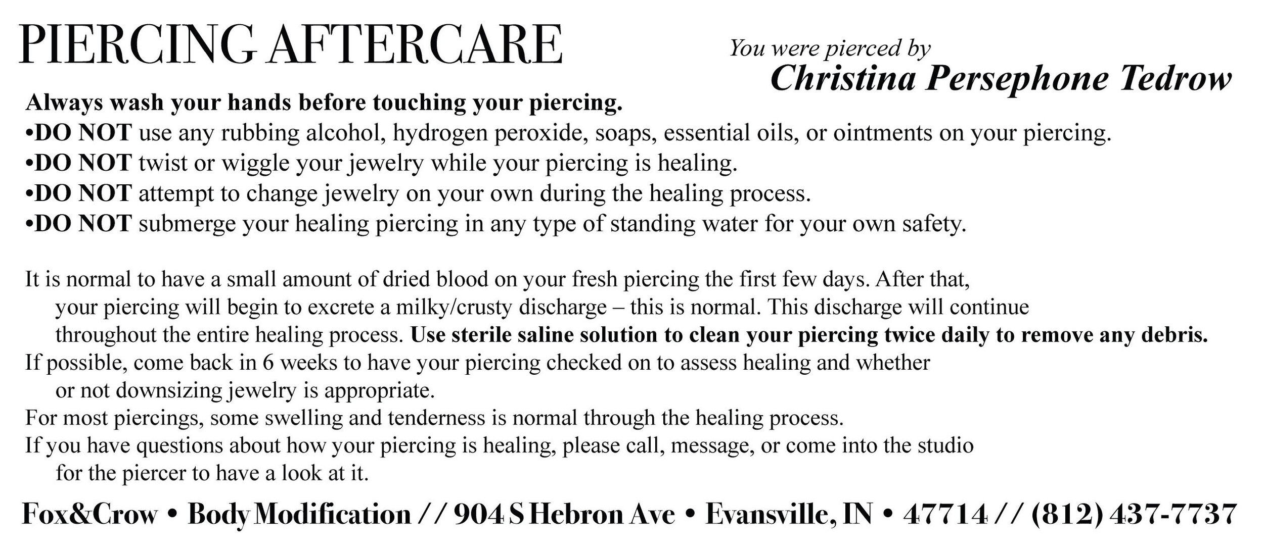 Piercing Anesthetics And Aftercare – IPYGMC