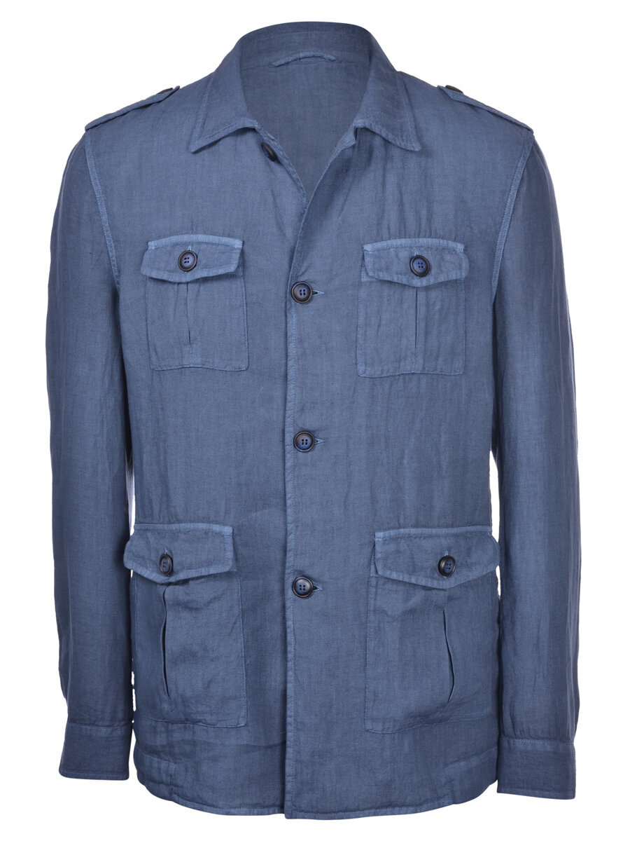 Gran Sasso Linen Vintage Safari Shirt/Jacket - Navy — R. Derwin Litchfield