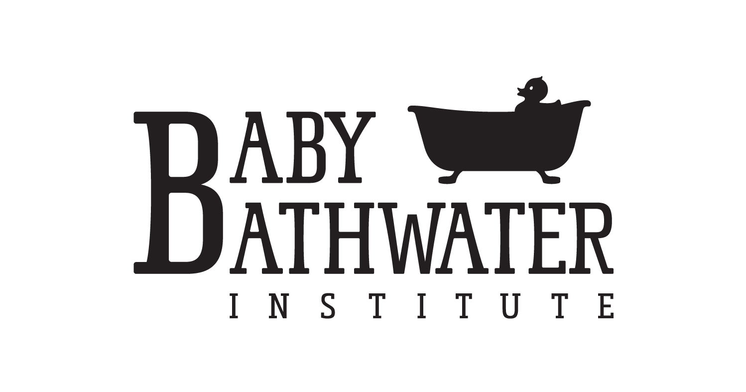 Logo of Baby Bathwater Institute with a bathtub and rubber duck silhouette.