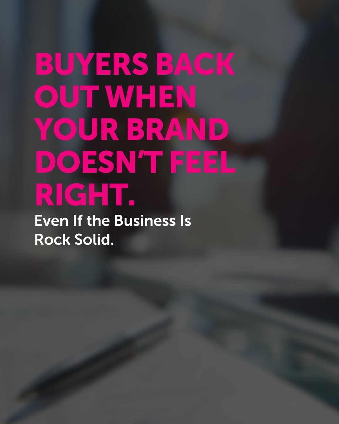 Too many founders wait too long to fix their brand, and by the time they&rsquo;re ready to sell, it&rsquo;s already cost them.

Not because the business isn&rsquo;t solid.
But because the brand doesn&rsquo;t reflect its real value.

If an exit is eve