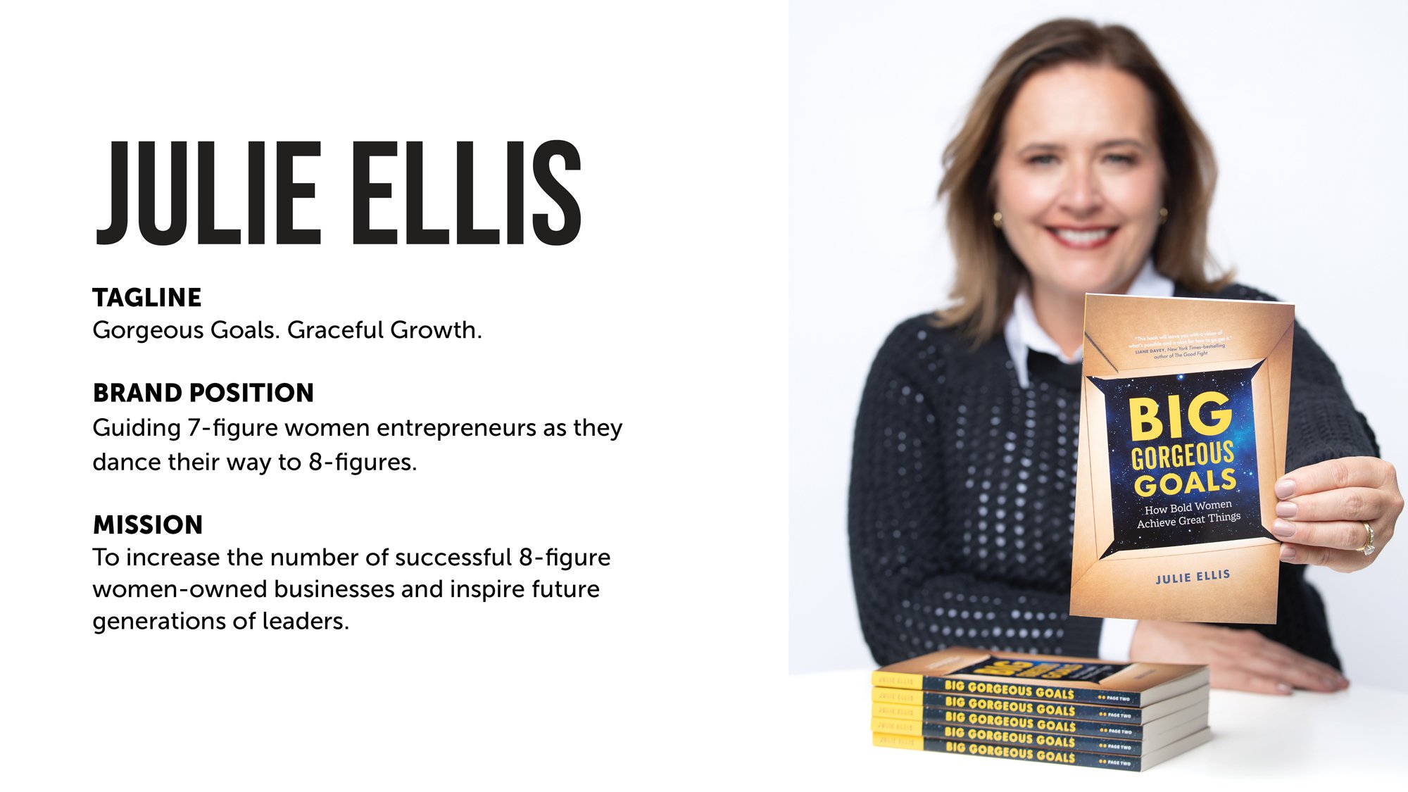 Laptop and mobile display of Julie Ellis’ podcast and website showing cohesive personal brand identity, supporting opportunities after selling a business or career shift.