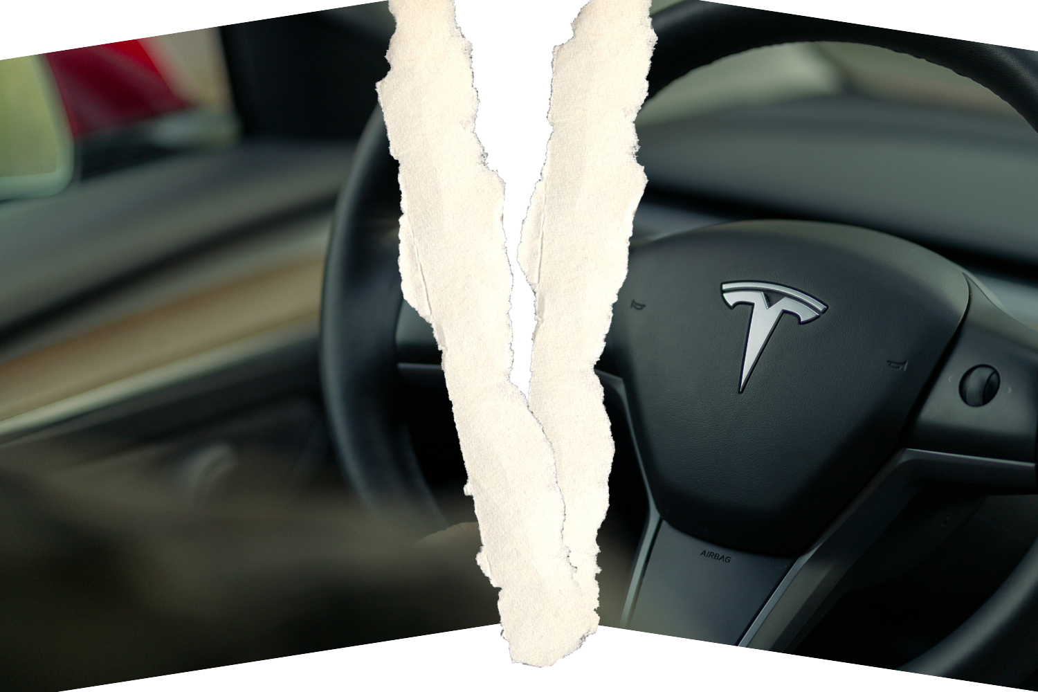 Damaged Tesla car split in half representing how founder behavior and public controversy can negatively impact brand equity, trust, and company valuation.