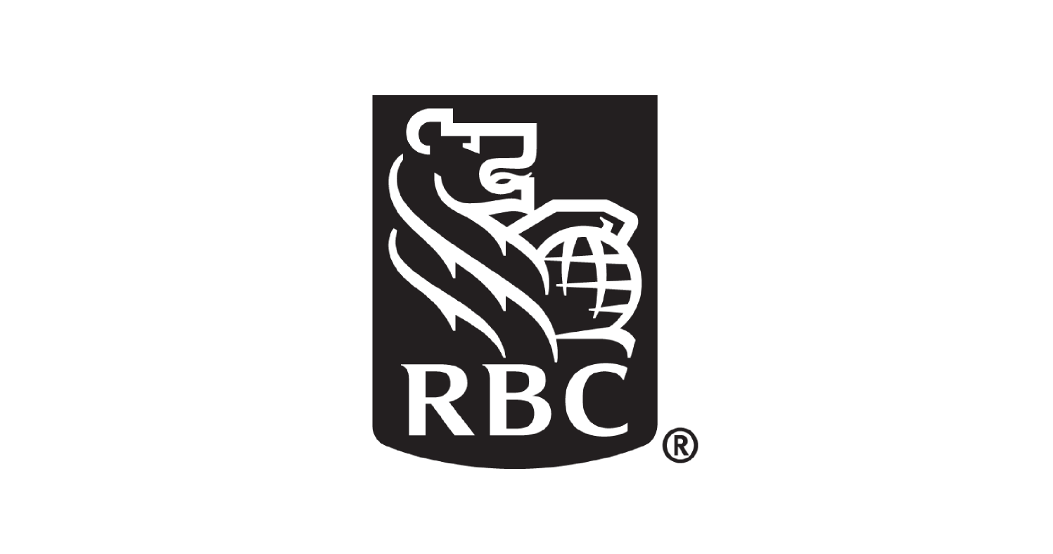 RBC logo featuring a stylized lion holding a globe on a dark background.
