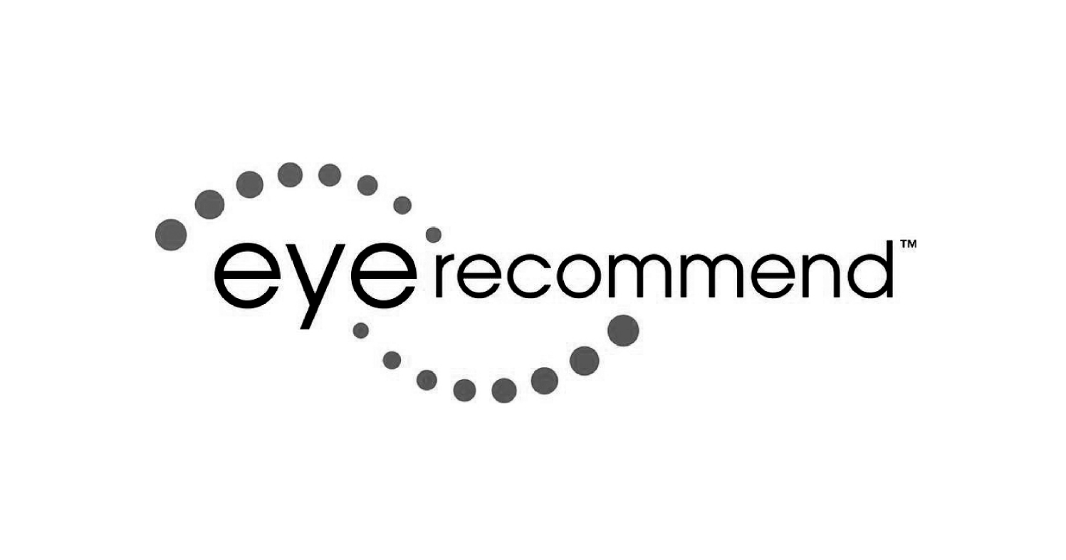 Logo of "eye recommend" with a dotted curved line.
