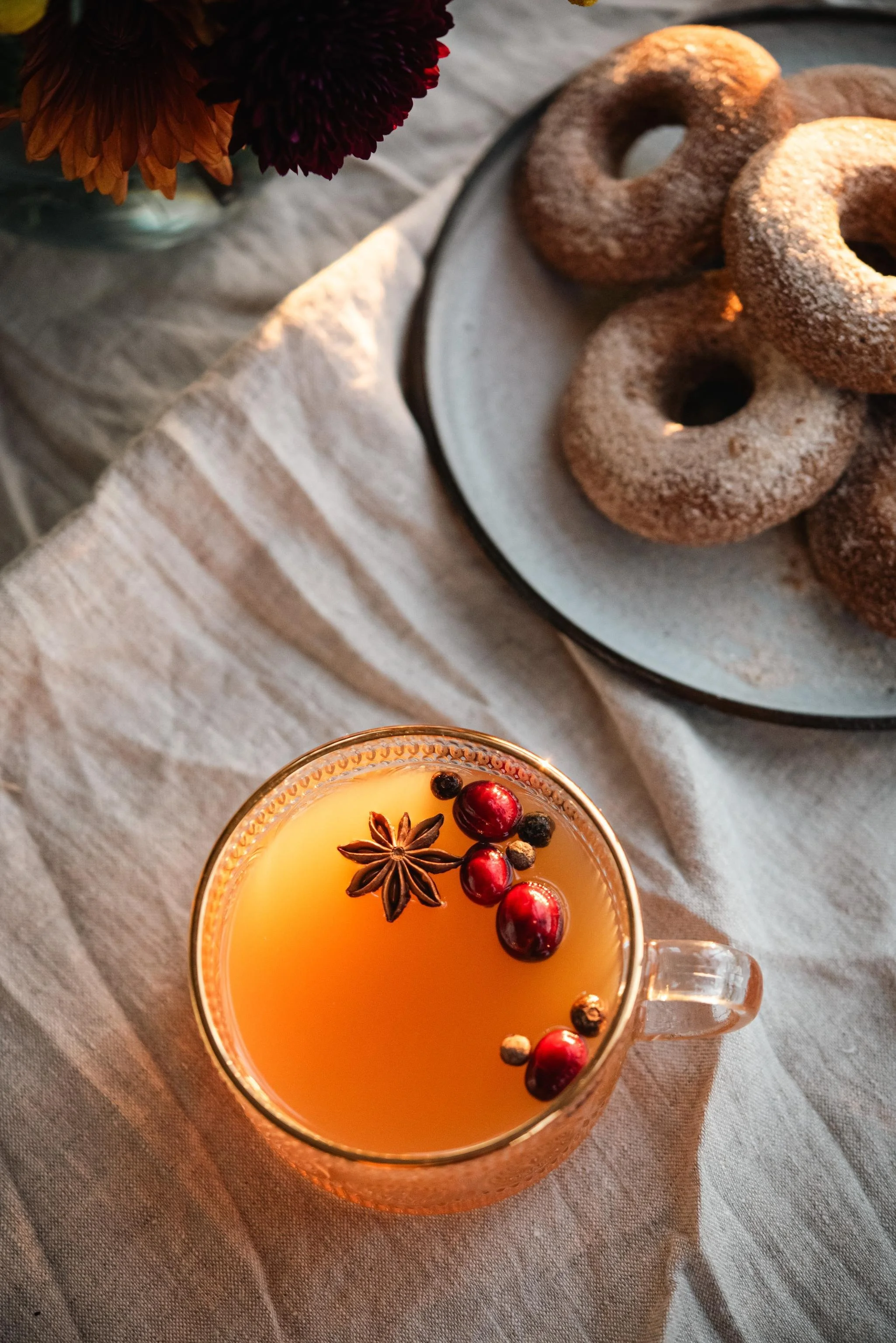 Mulled Apple Cider + Apple Cider Baked Cake Donuts (GF)