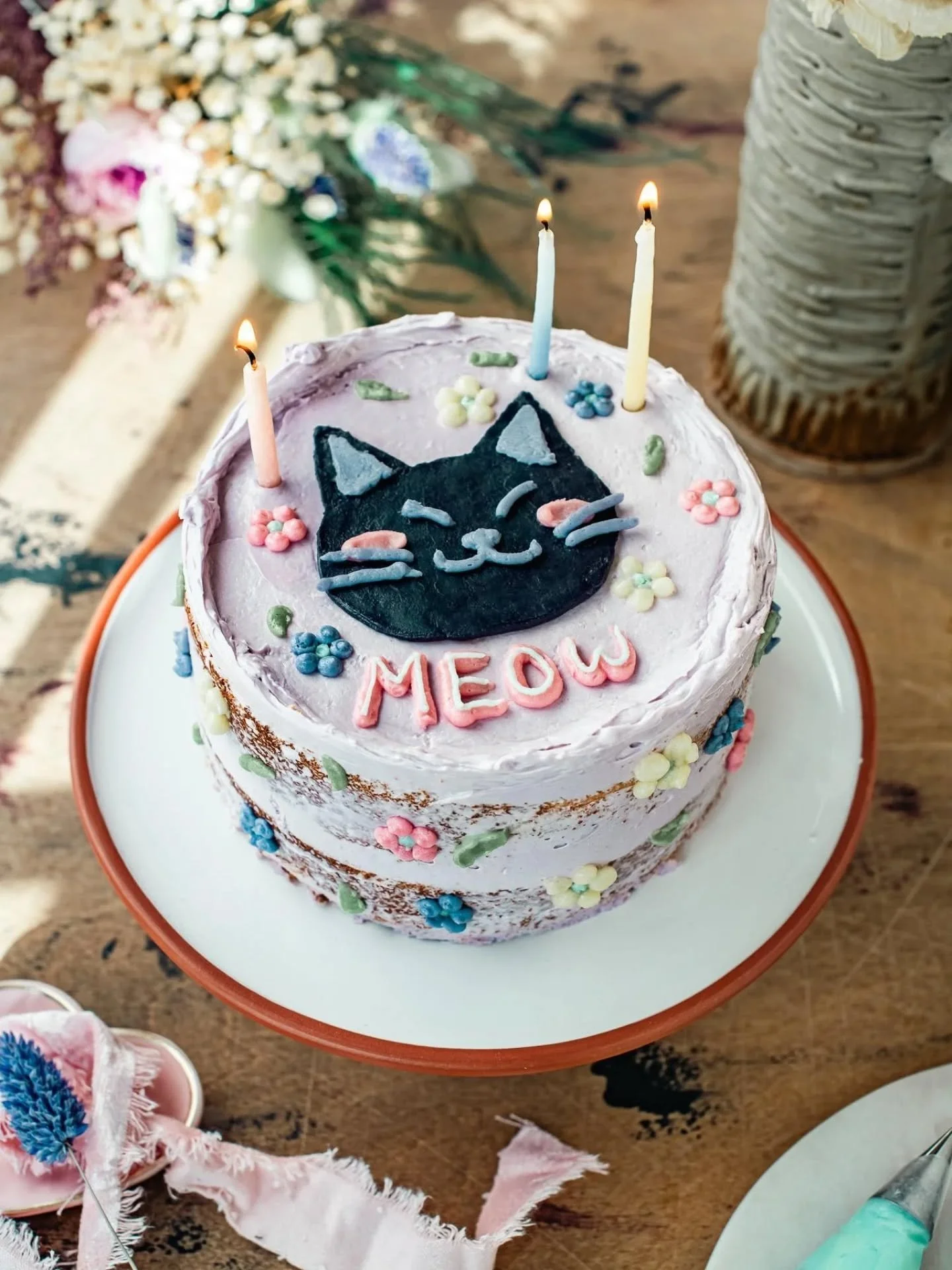 The cake I made for my 37th birthday. It was vanilla and lavender. I ate exactly 93% of it (I shared with my husband one night after telling him it was his last chance to get any bc I was going to eat it all).

My mom's birthday was yesterday. She wo