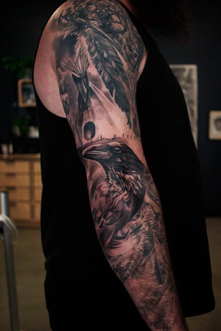 Raven, Native American Sleeve