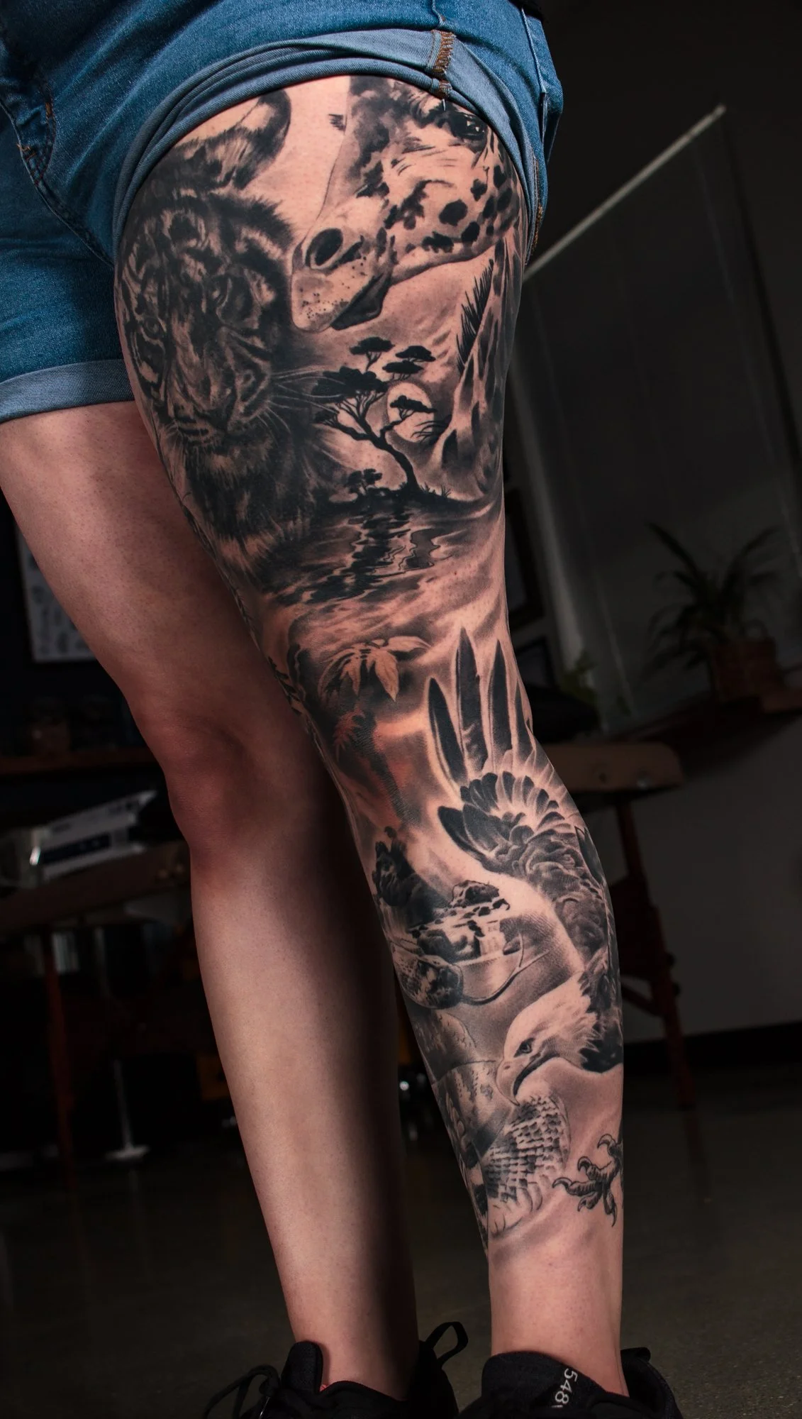 Animal Leg Sleeve-Eagle, Rattlesnake, Giraffe, Tiger (coverup)  