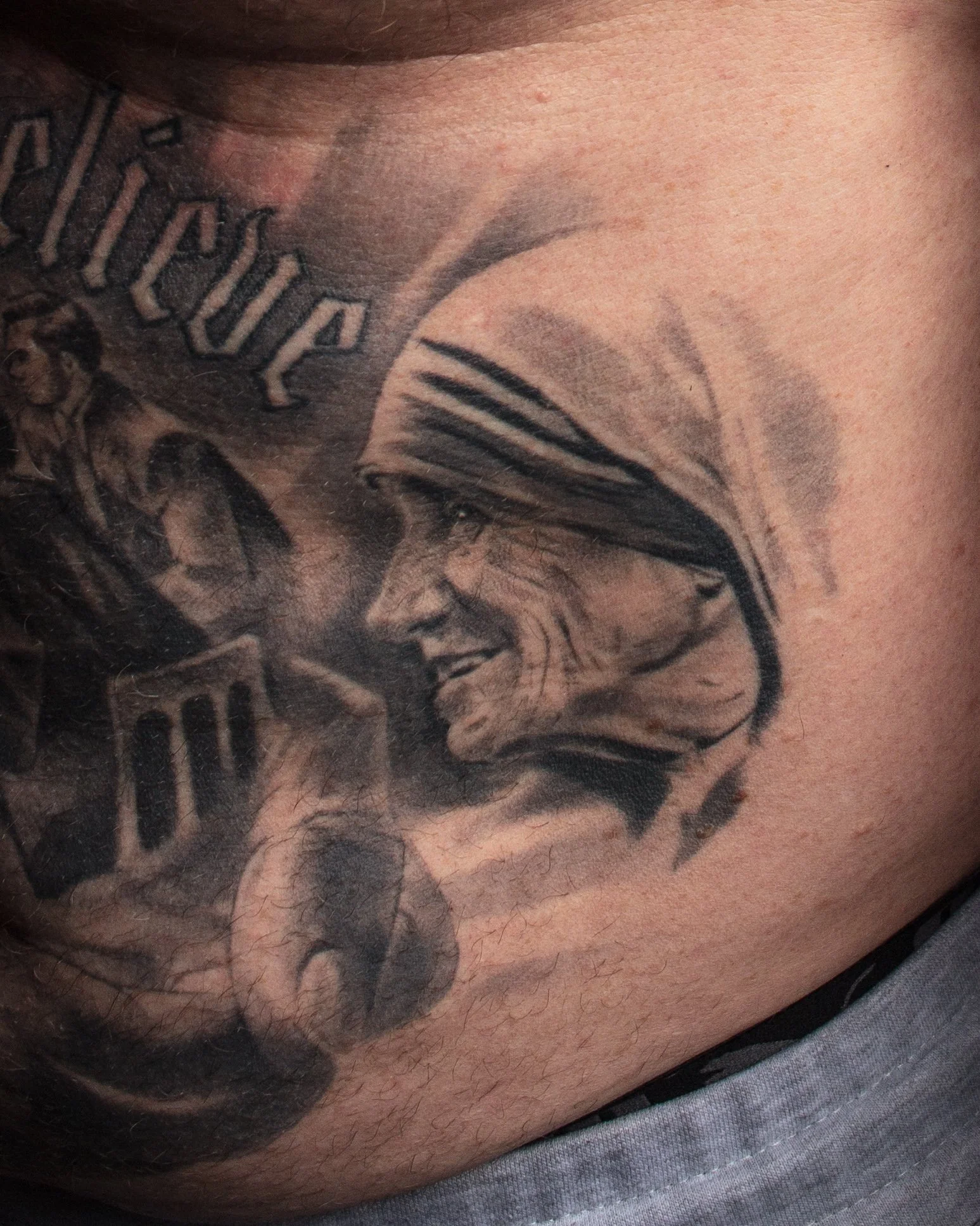 Healed Mother Teresa Portrait on the stomach