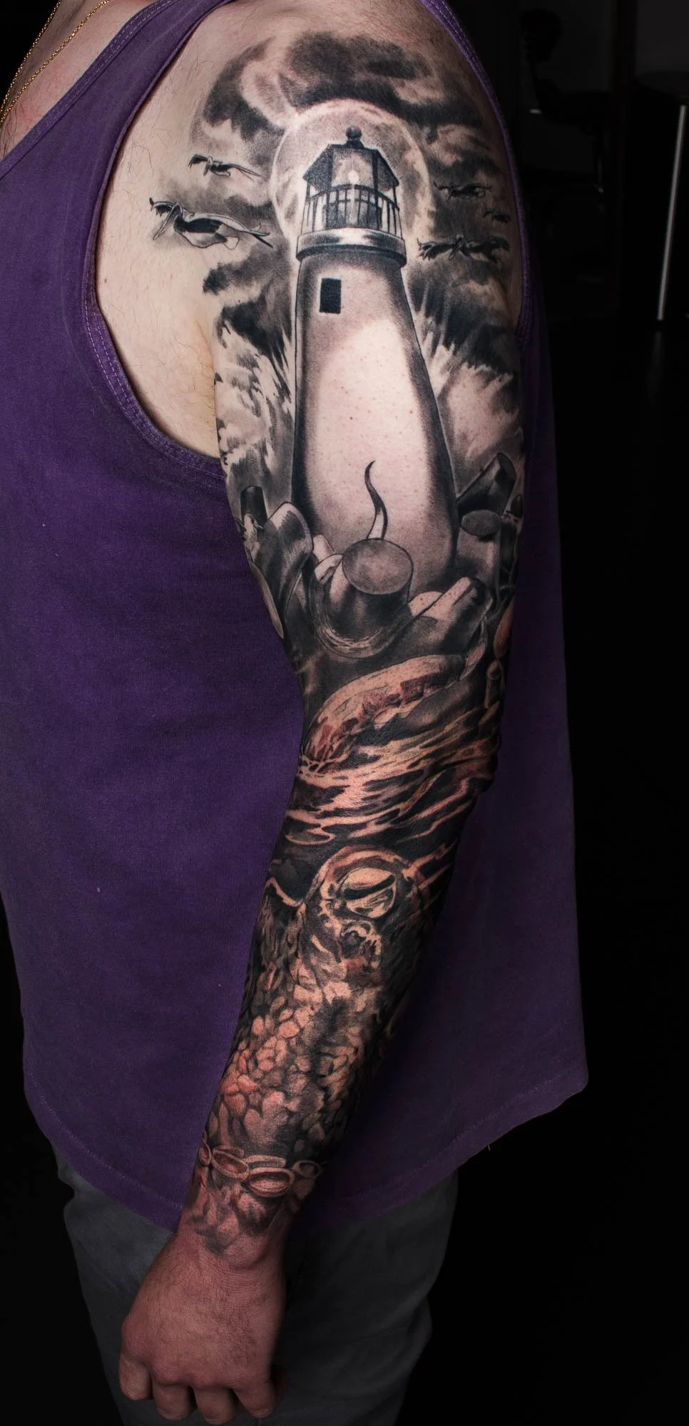 Walton Lighthouse & Octopus sleeve