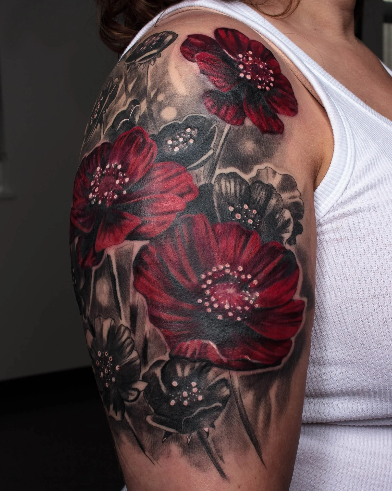 Cosmos half sleeve with a splash of color