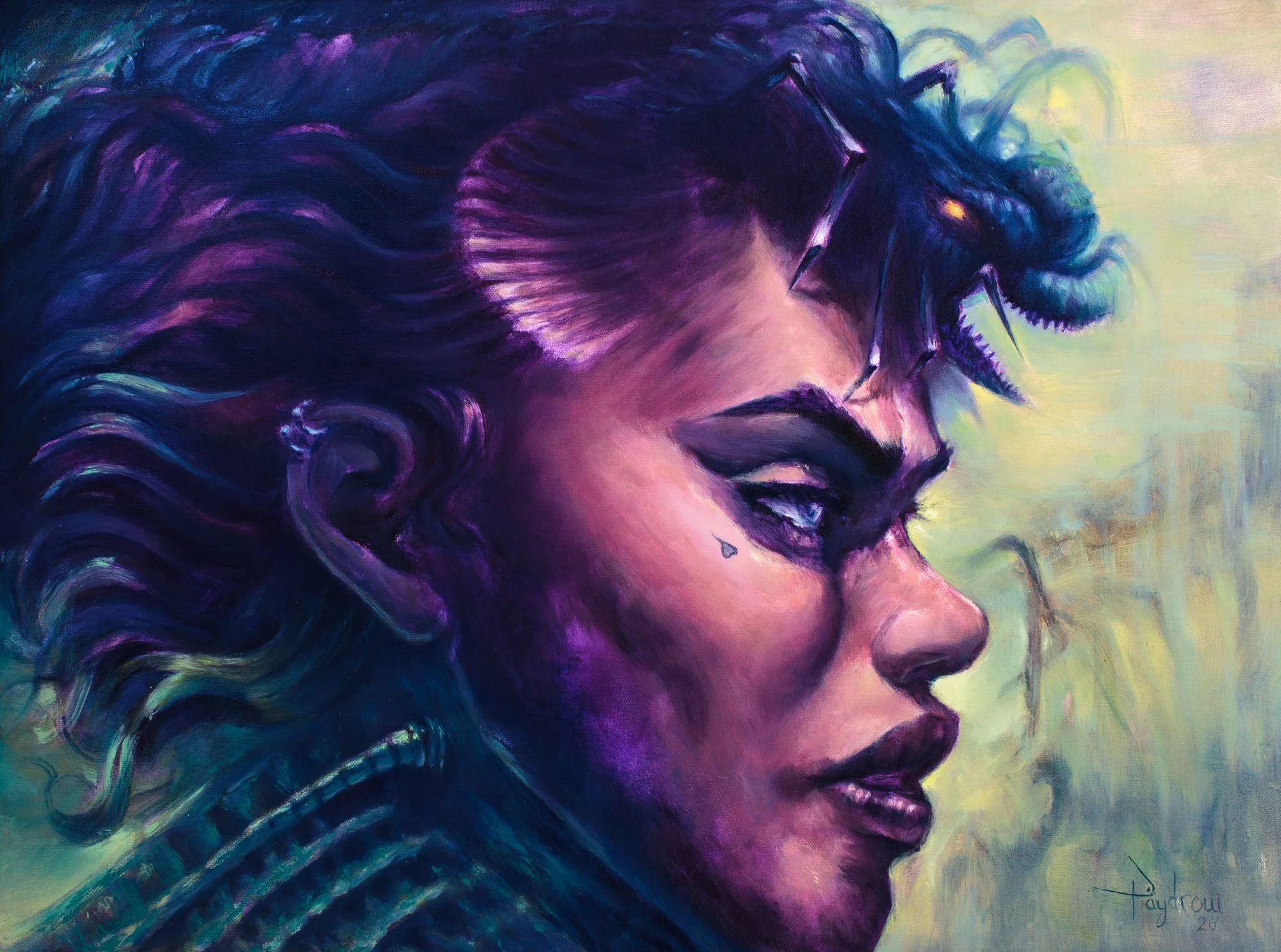 'Inner Critic' (sold) painted in oil on canvas