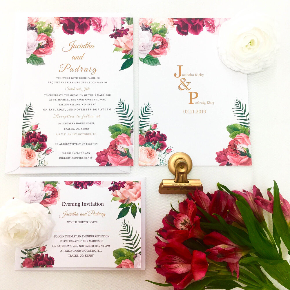 Jacintha Floral Wedding Invitation — Couture Wedding Cards