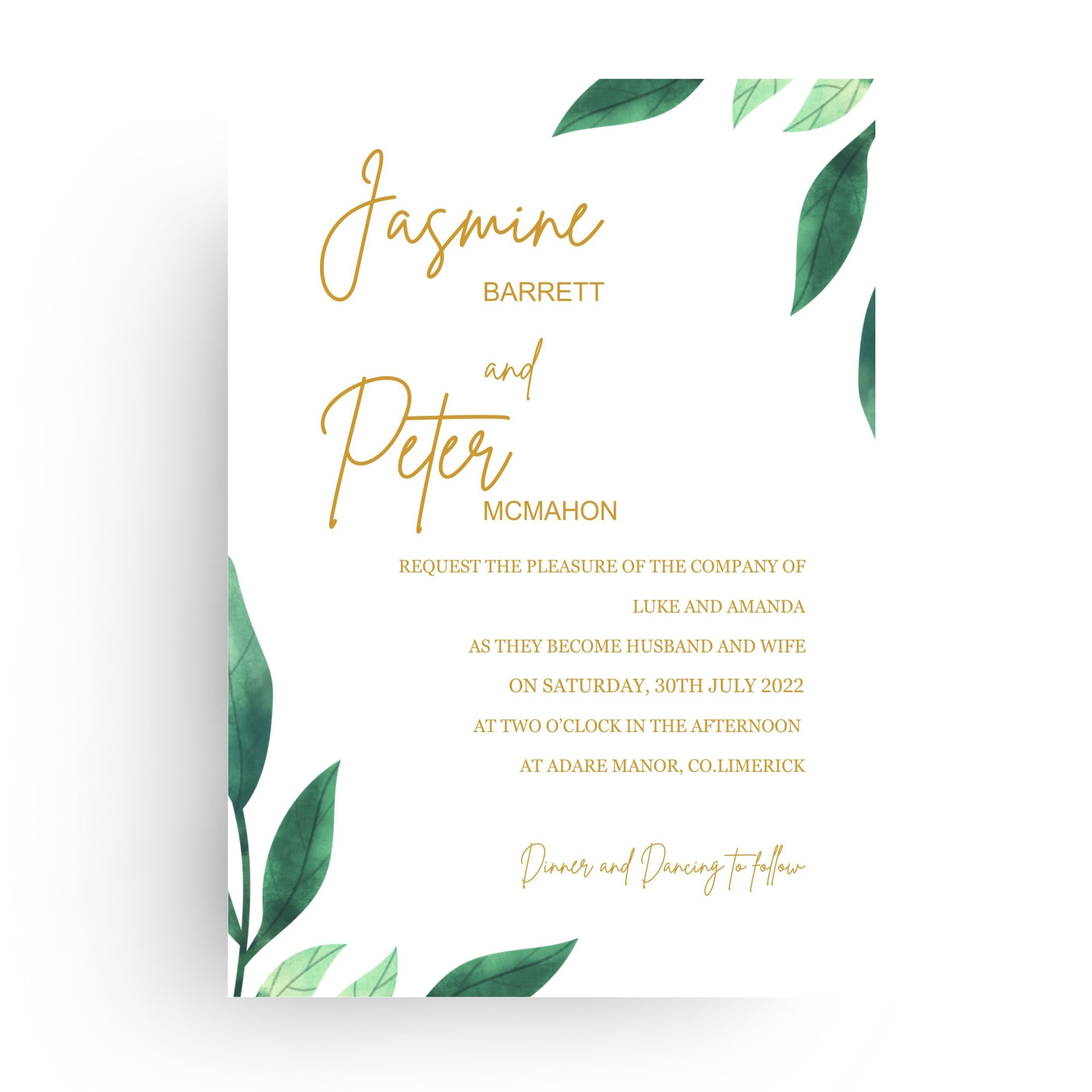 Sophia Foliage Invitation Sample