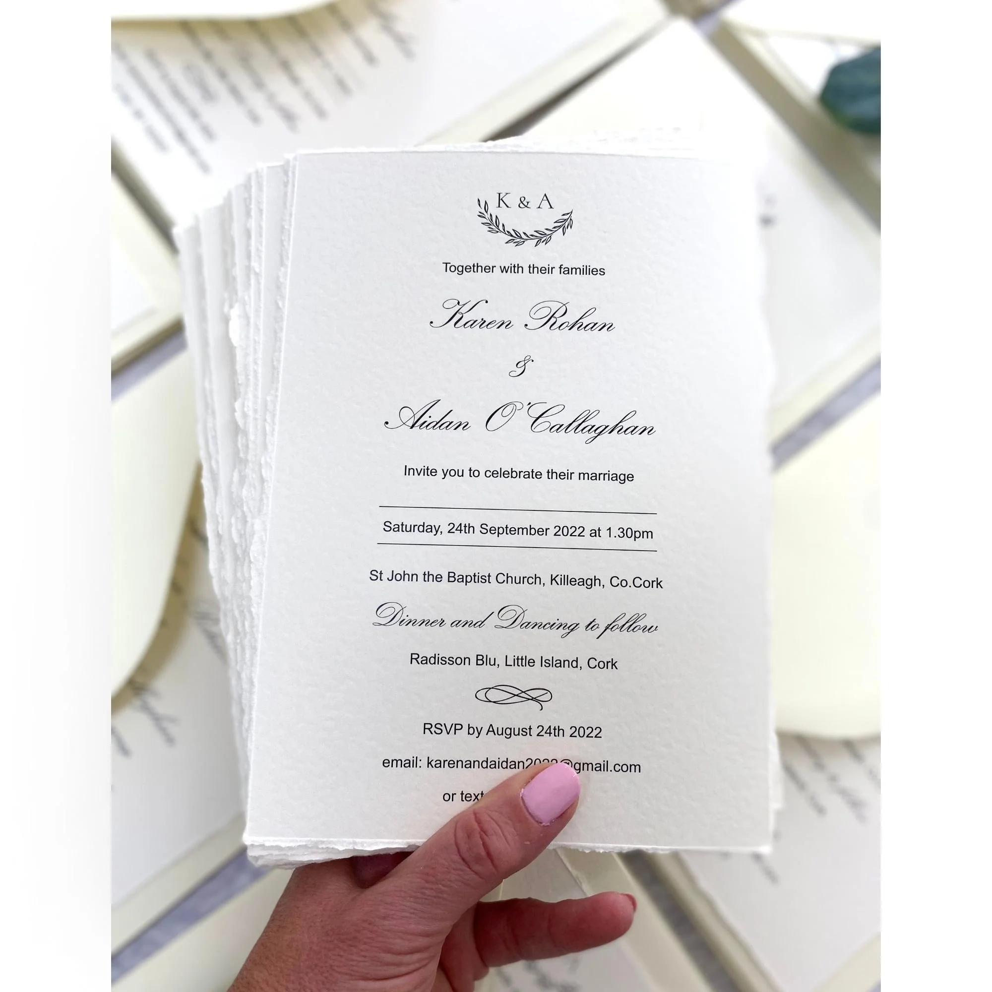 Karen Hand Torn Invitation Sample