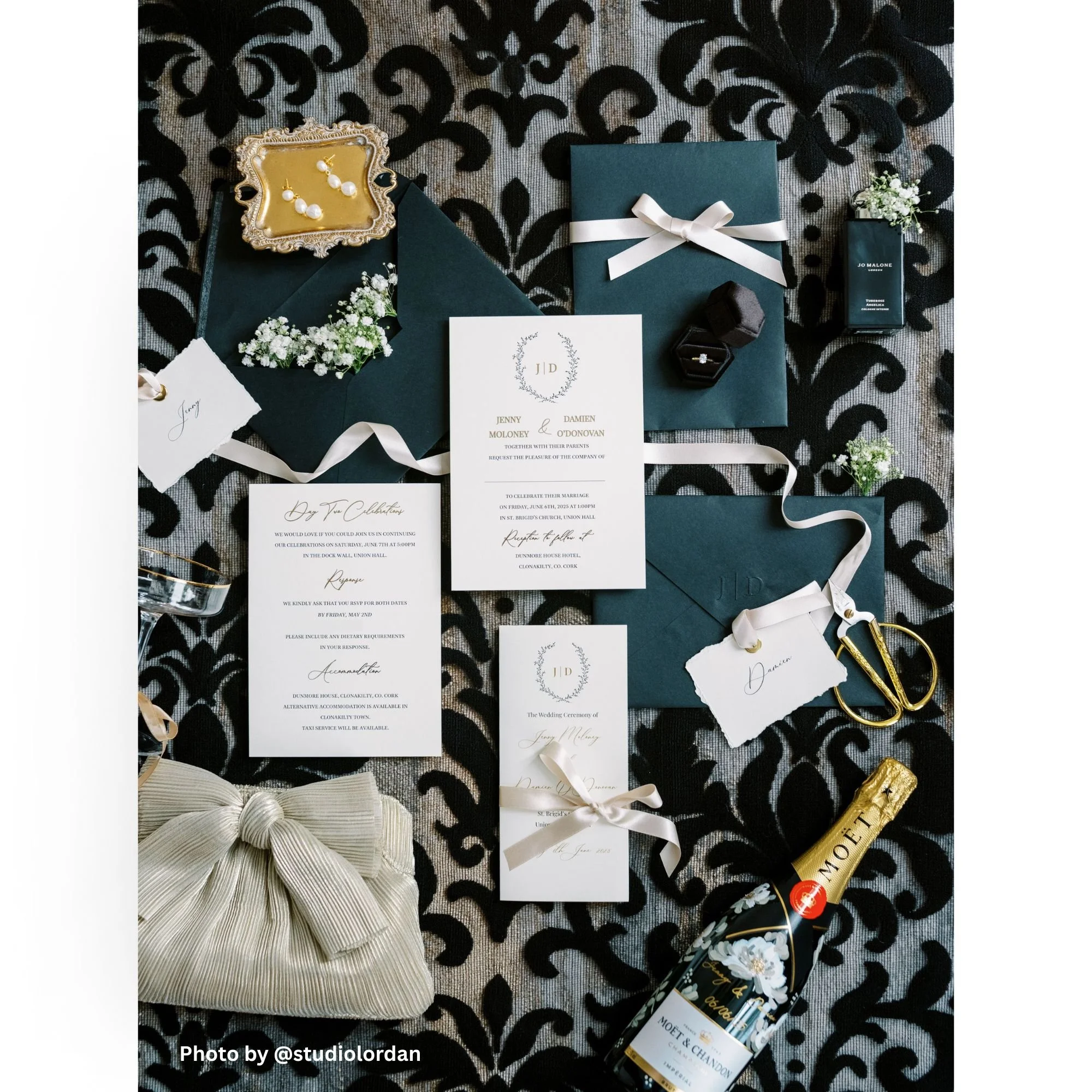 Jenny Ivory gold foil Wedding Invitation