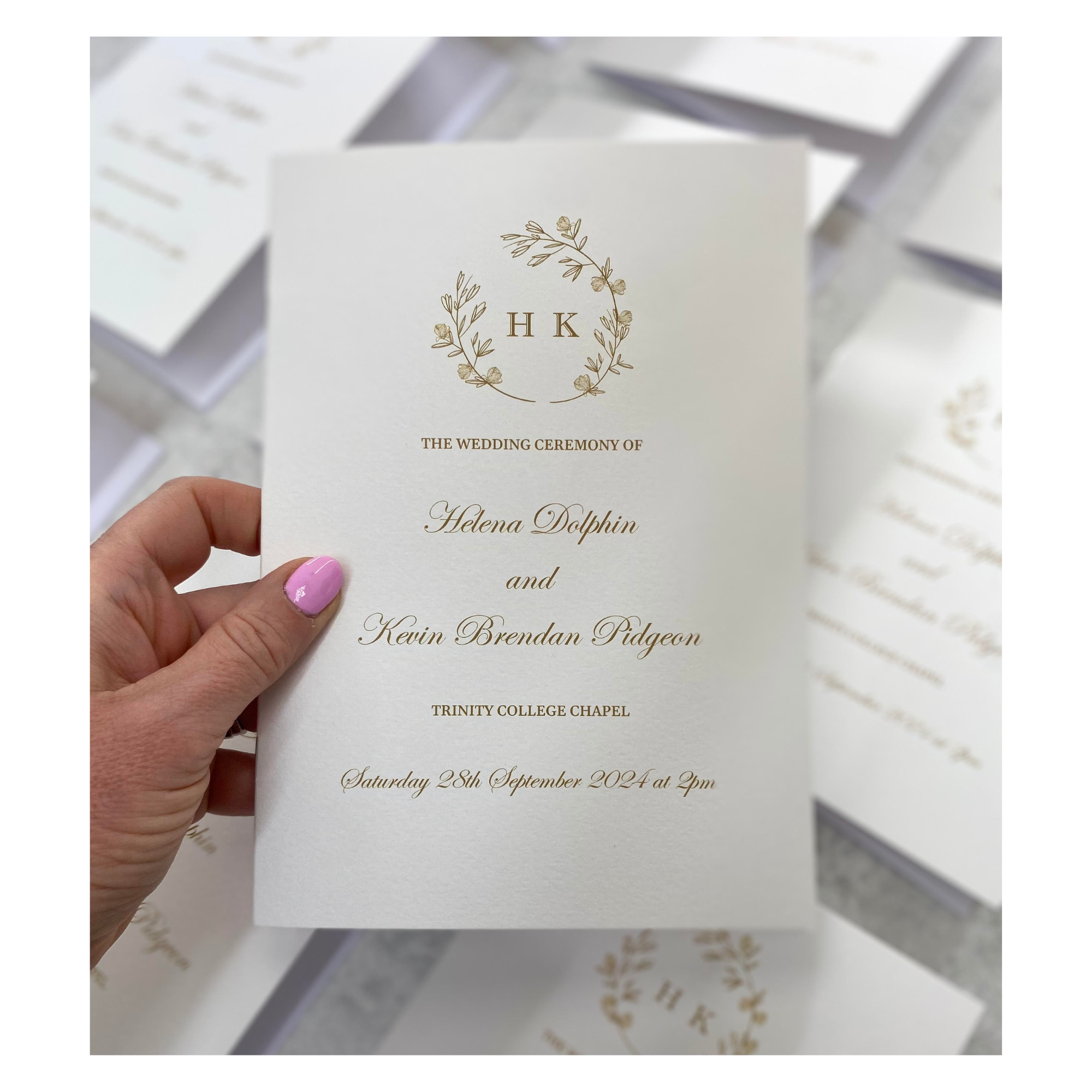Helena gold foliage and Ivory Mass Booklets